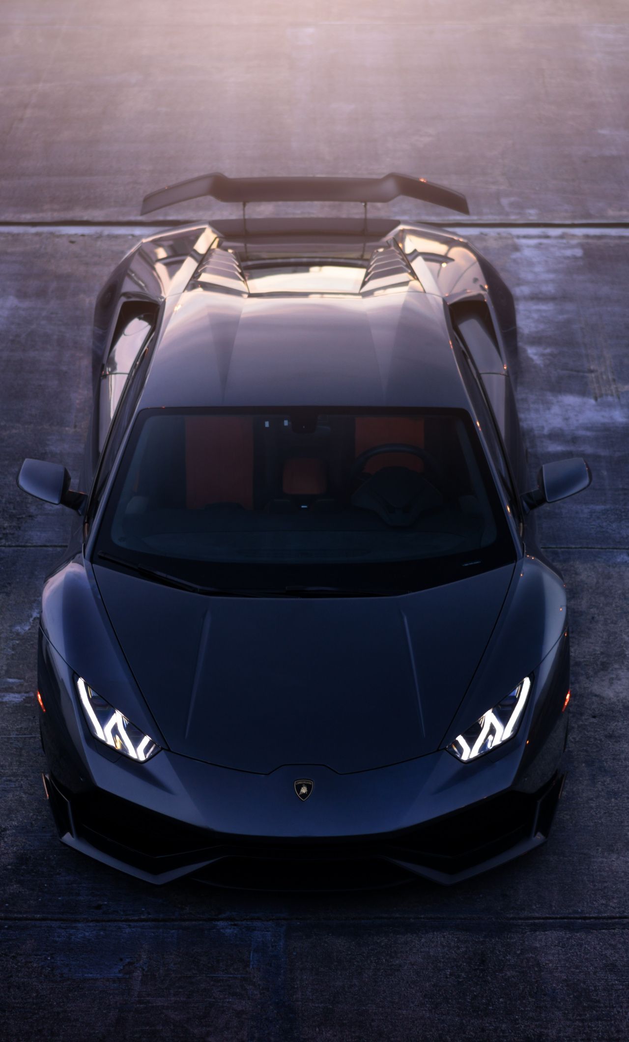 Download Black, Lamborghini Aventador, front wallpaper, 1280x2120
