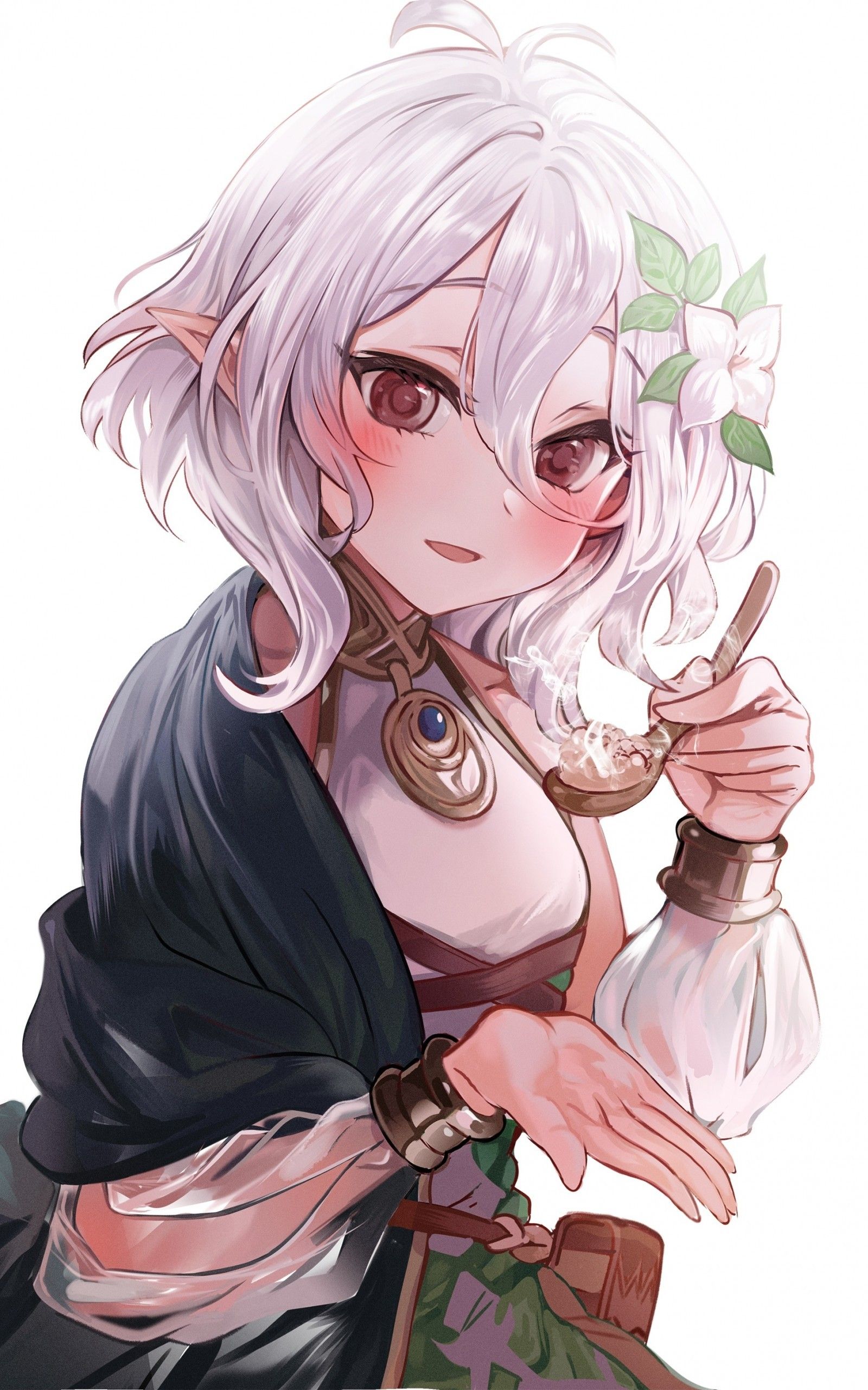 Download 1600x2560 Princess Connect, Kokkoro, White Hair, Blushy