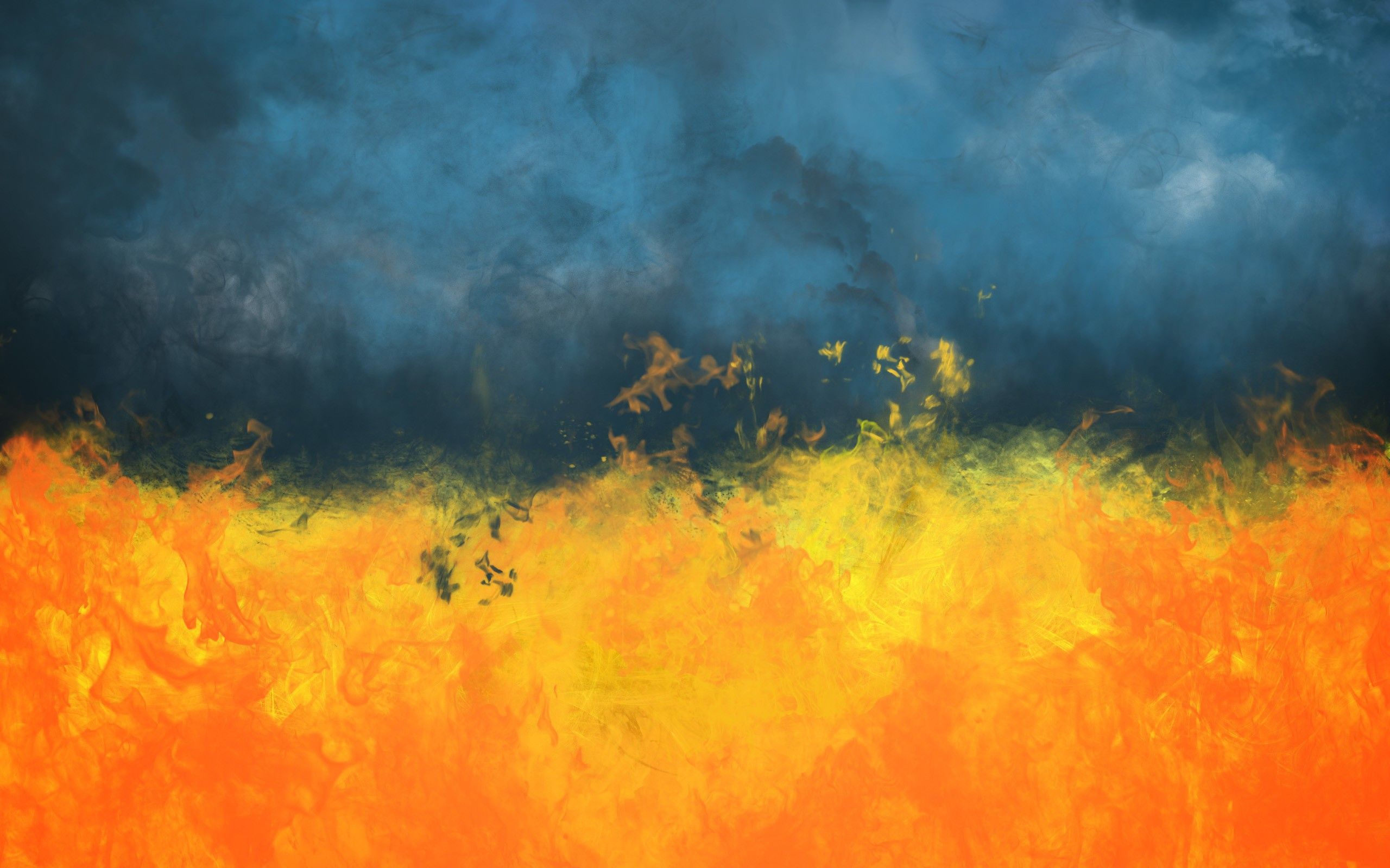 The yellow flame and blue smoke Desktop wallpaper 2560x1600