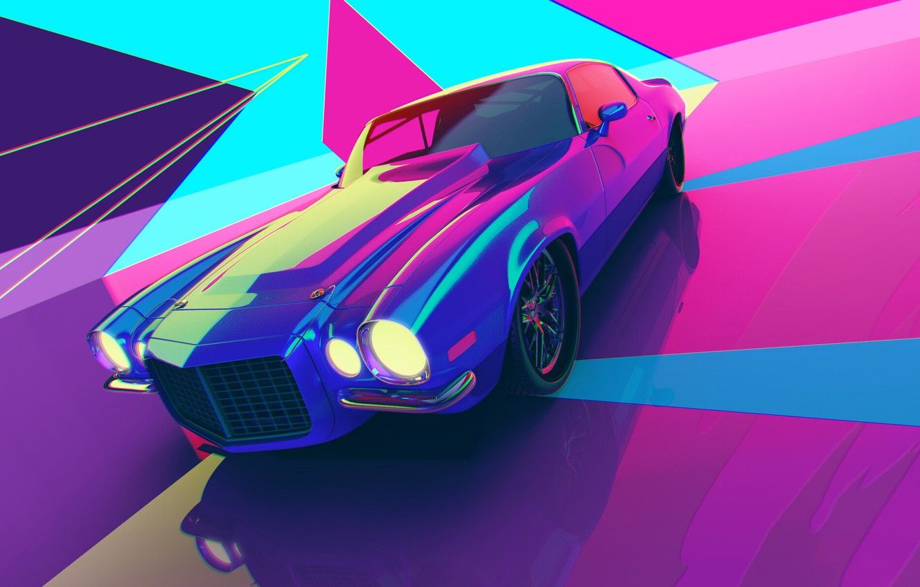 Wallpaper Auto, Machine, Style, Car, Render, Style, Neon, Rendering, Illustration, Explosion, 80's, Synth, Retrowave, Synthwave, New Retro Wave, Futuresynth image for desktop, section рендеринг