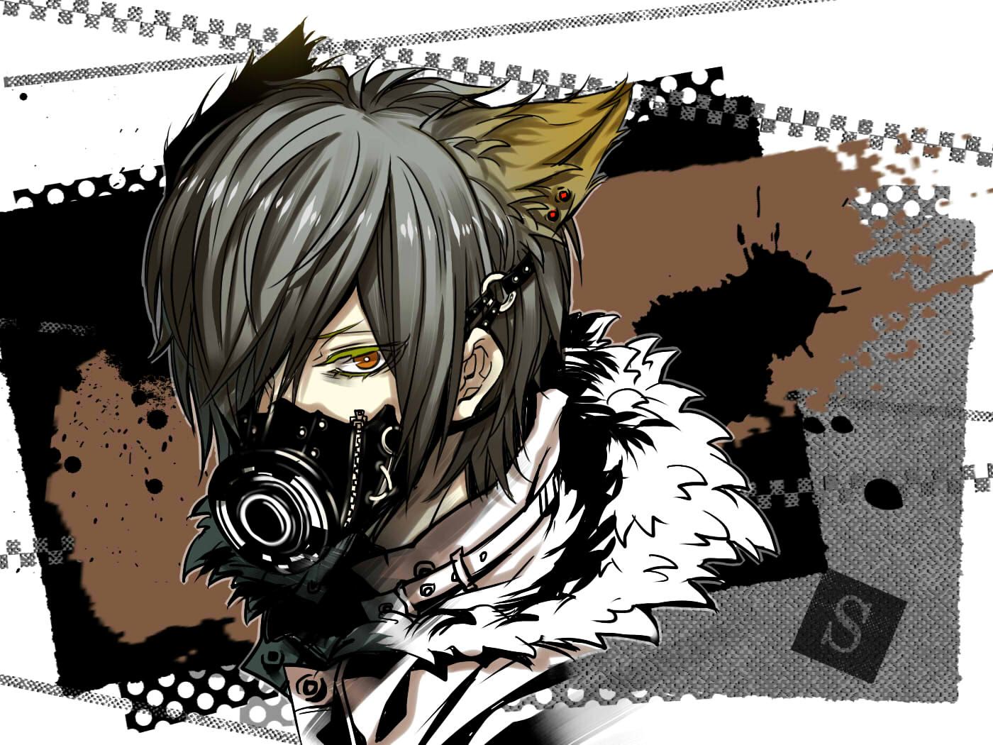 Gas Mask, Solo, Male. Anime Image Board