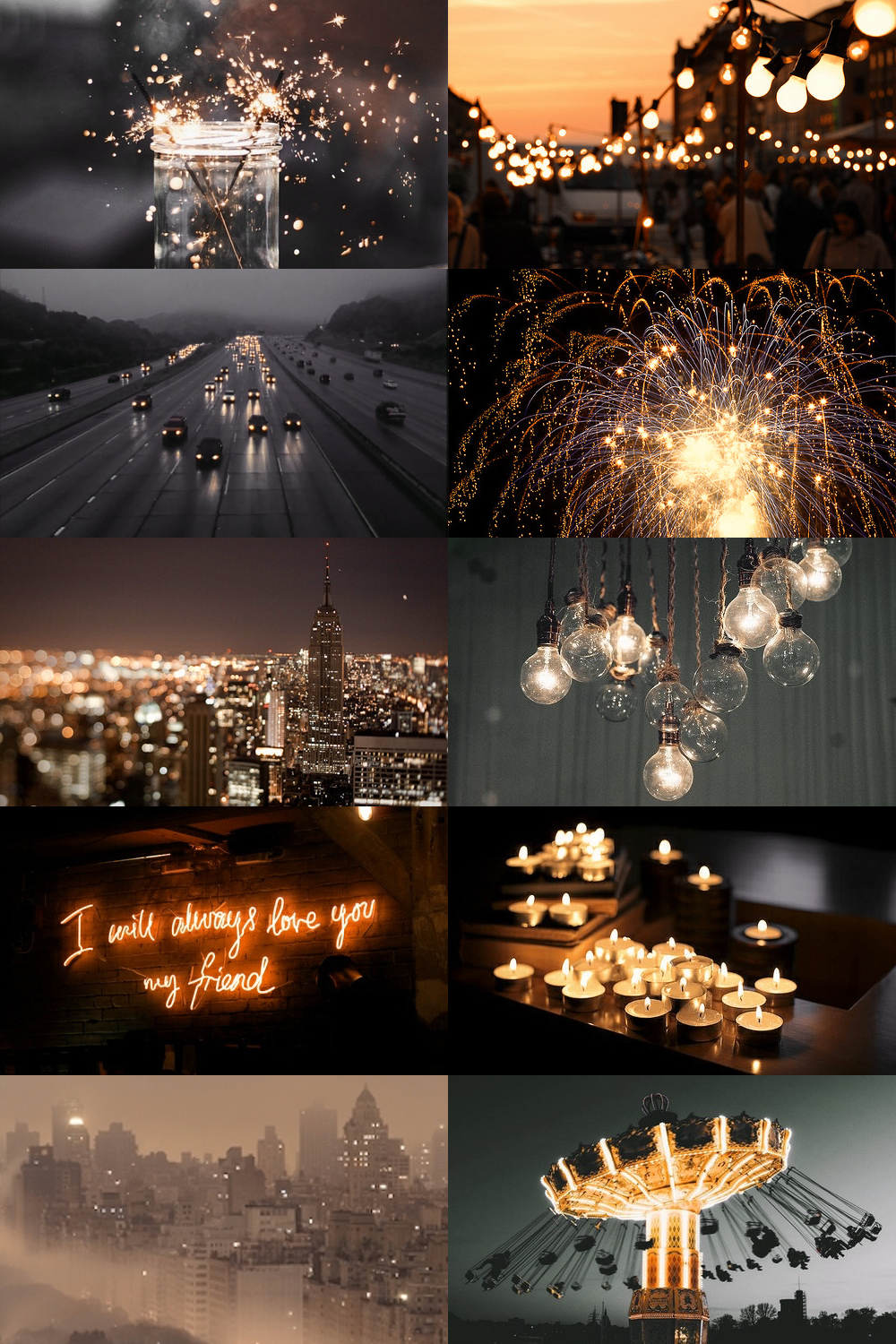 skogsrå: Beauty in the Lights. Aesthetic collage