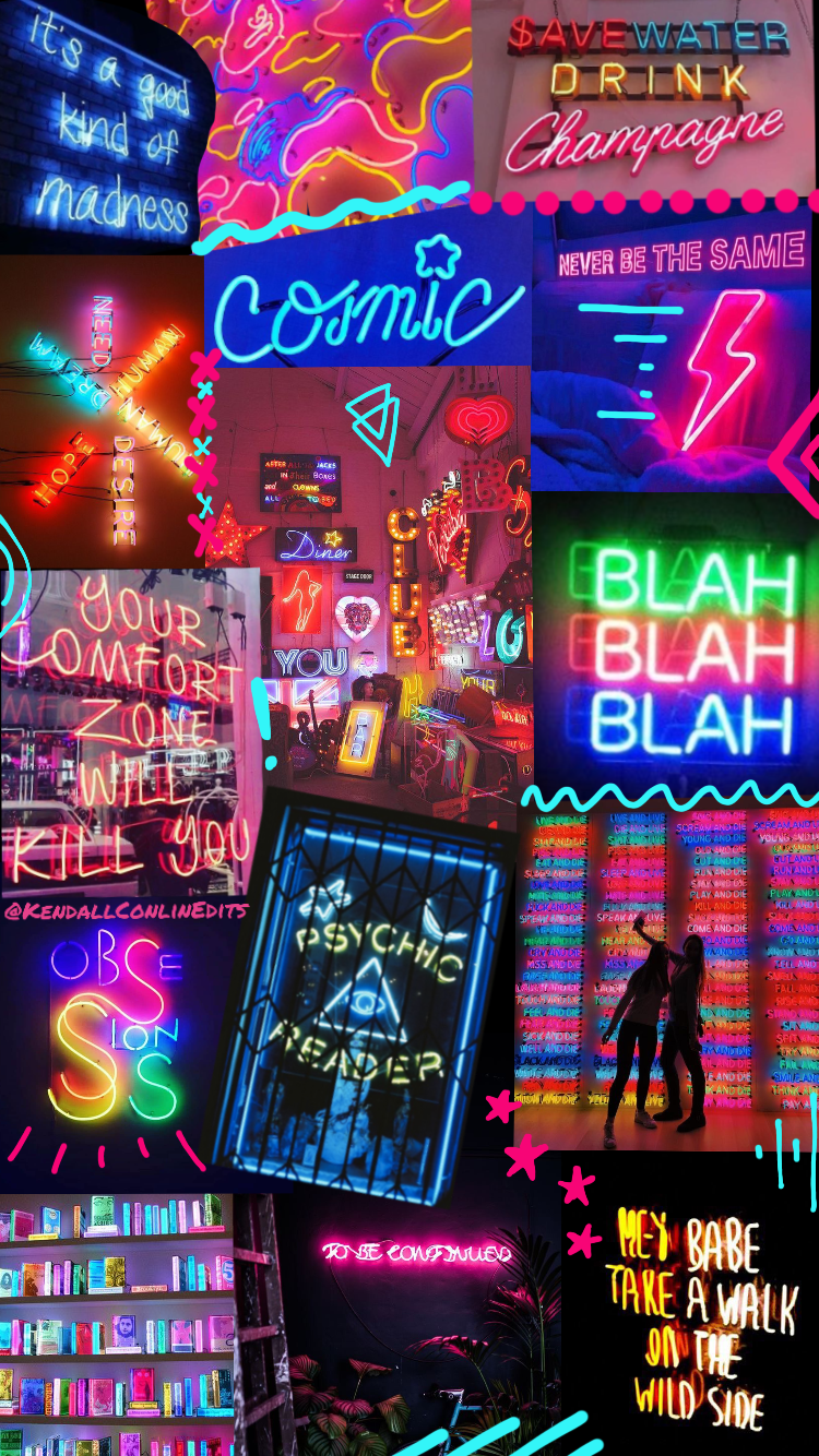 neon colorful collage edit. Wallpaper .br.com