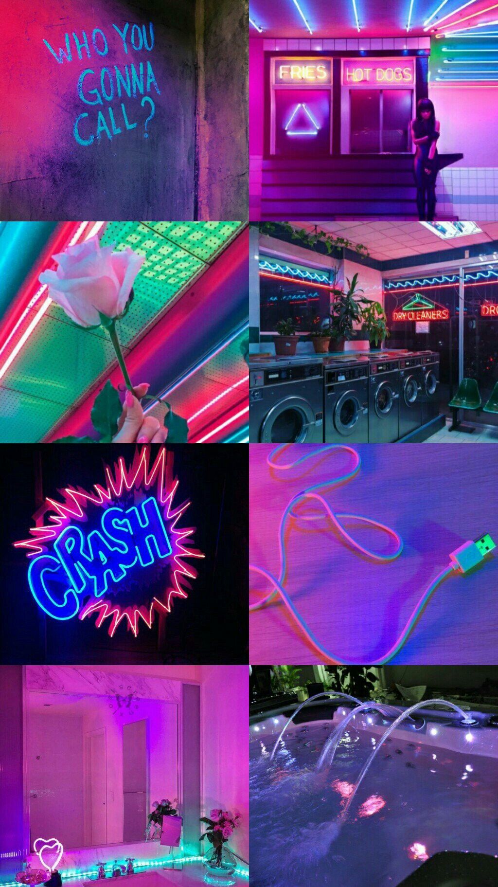 Neon lights. Aesthetic collage