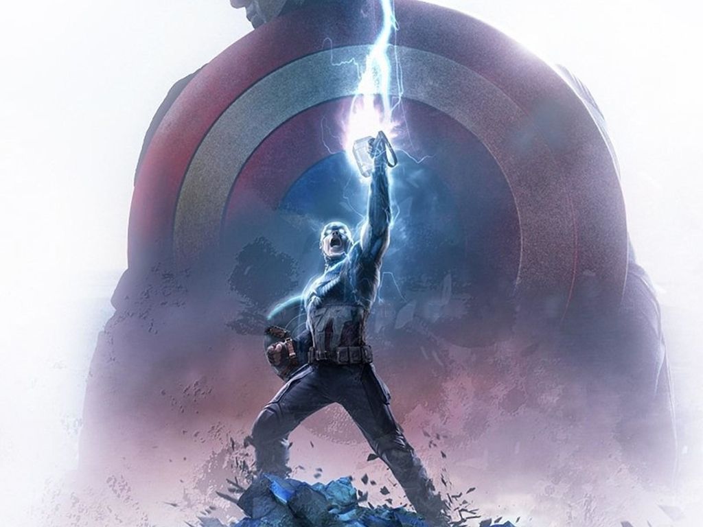 Captain America Thor Hammer 1024x768 Resolution Wallpaper