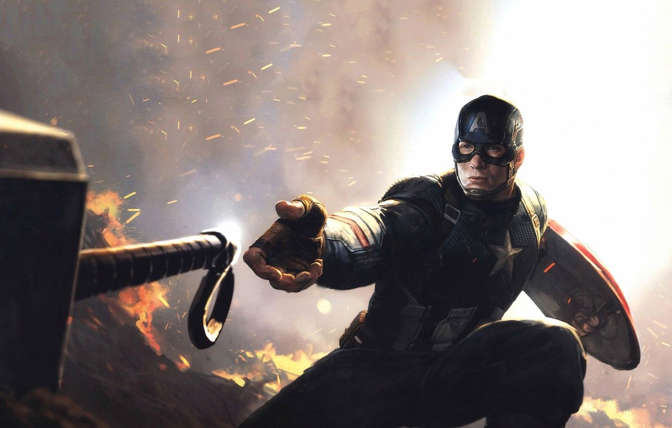 Wallpaper fire, hammer, hero, male, Captain America, Avengers, Chris Evans image for desktop, section фильмы