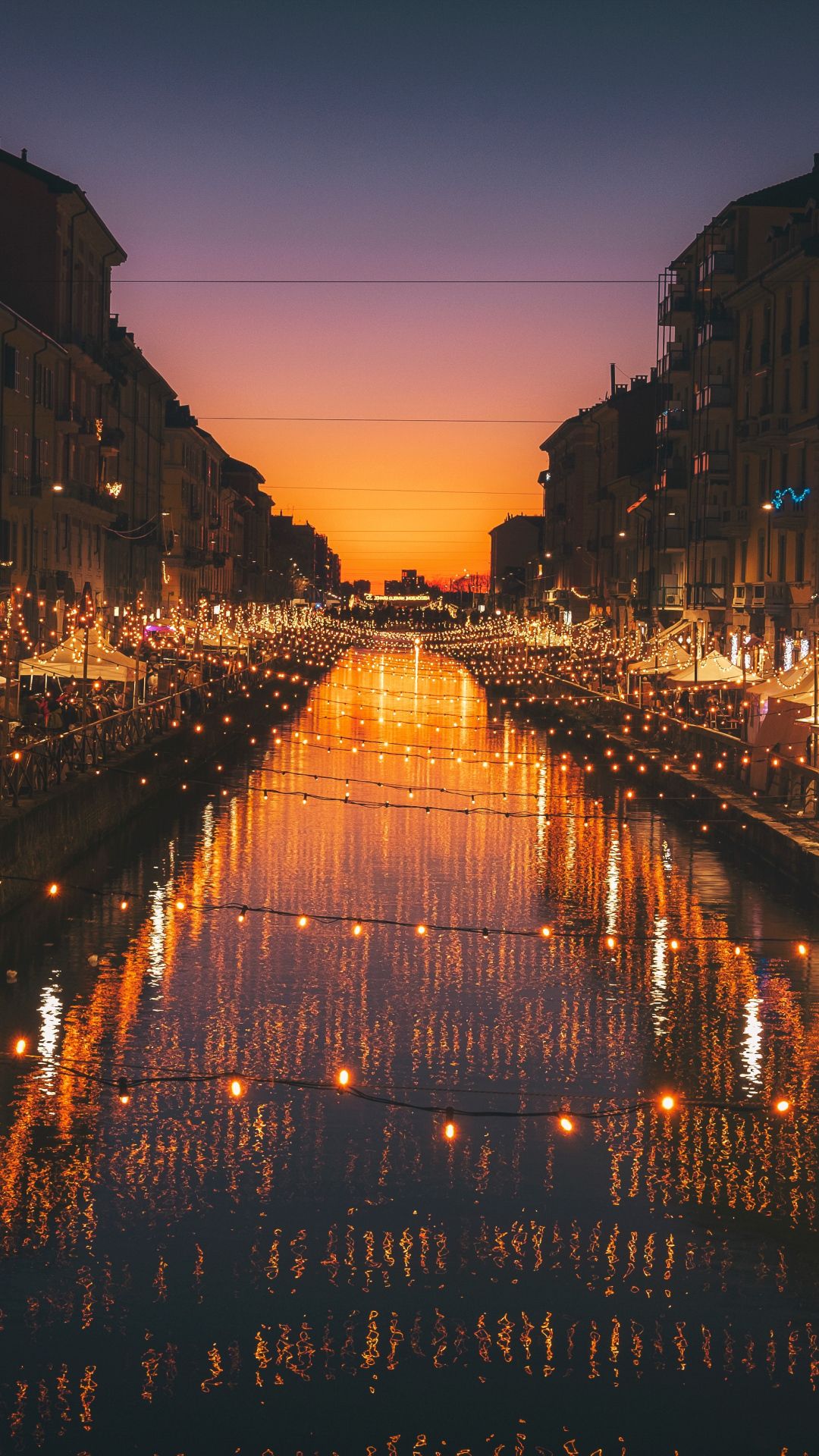 Milan italy river evening city Phone Wallpaper Download