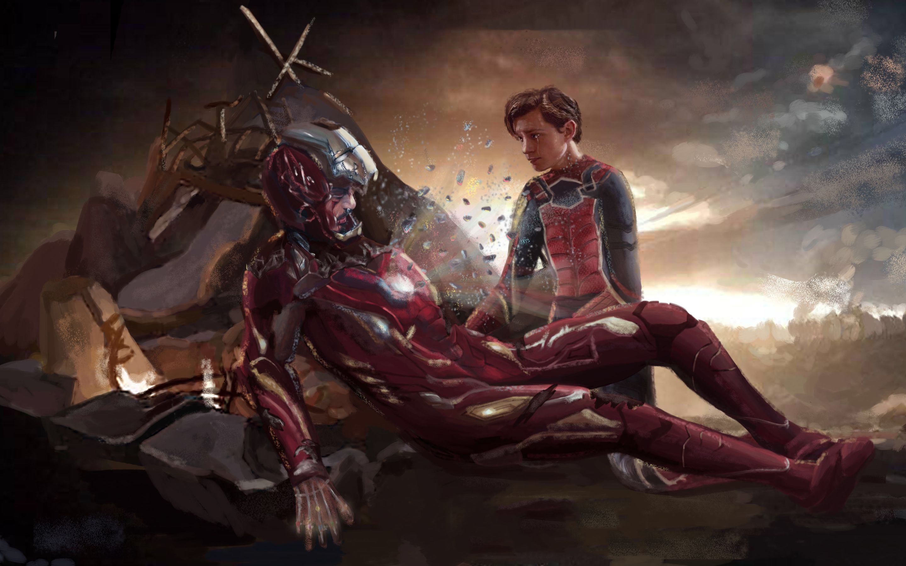 Iron Man and Spiderman Last Scene Art Macbook Pro Retina