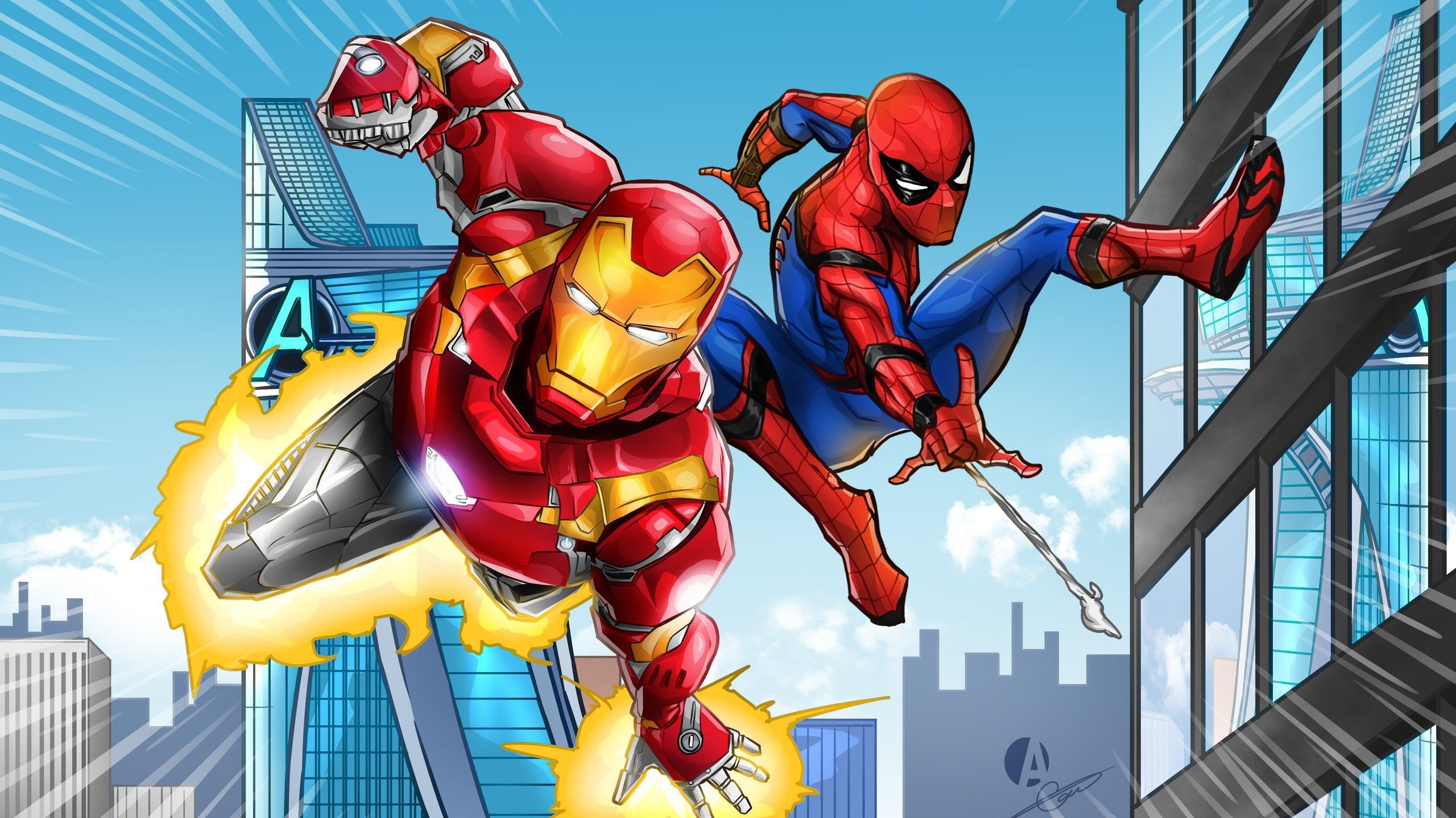 Wallpaper Iron Man And Spider Man, DC Comics 2560x1440 QHD Picture