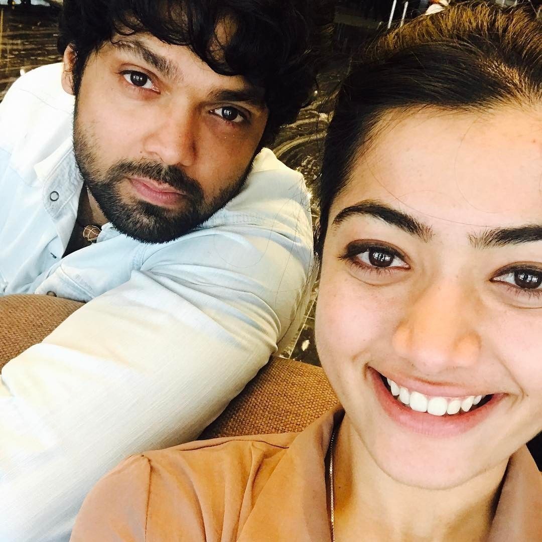 Rashmika mandanna with fiancee rakshit shetty. Kirik party
