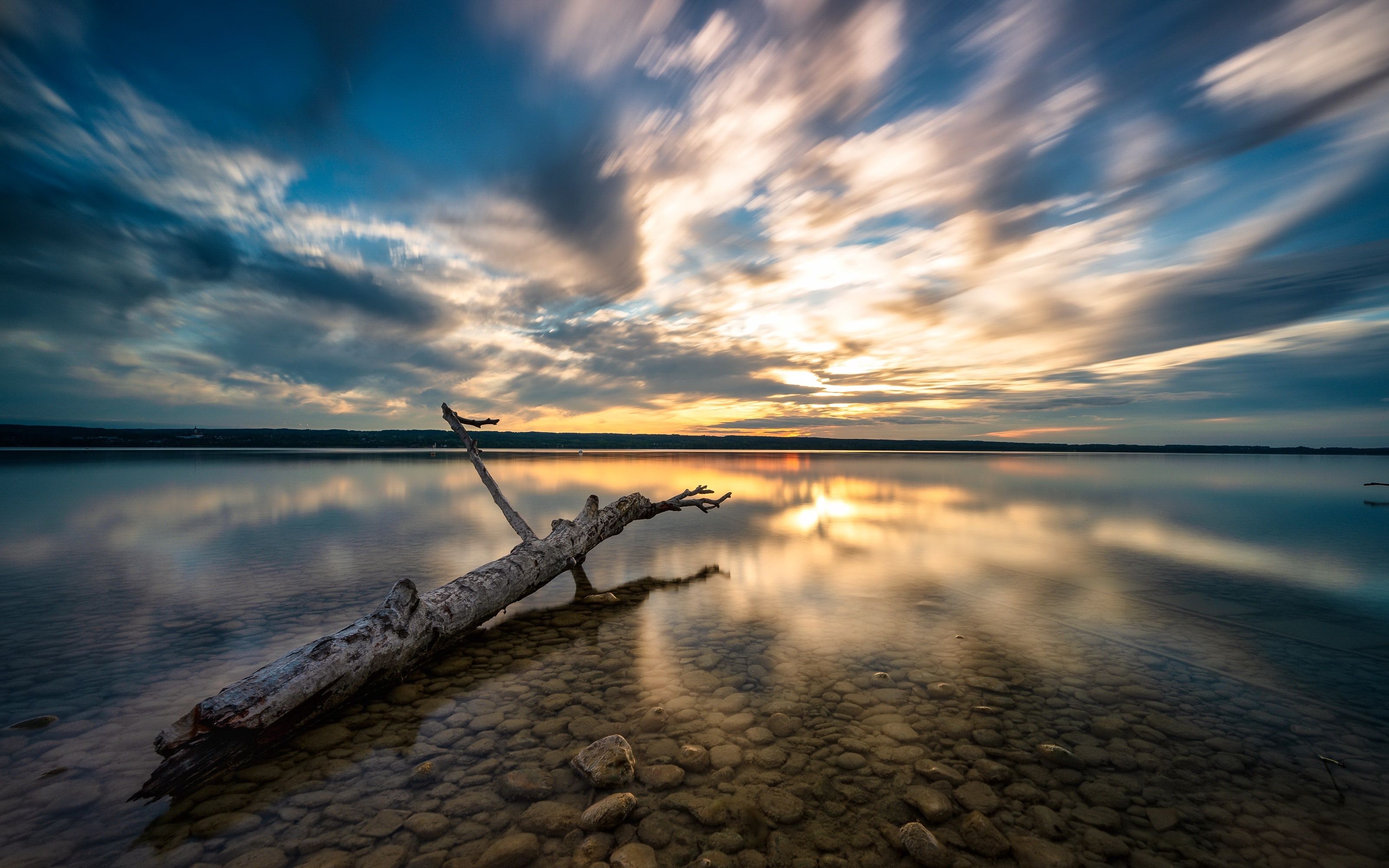 Lake View at Sunset Wallpaper, HD Nature 4K Wallpaper, Image