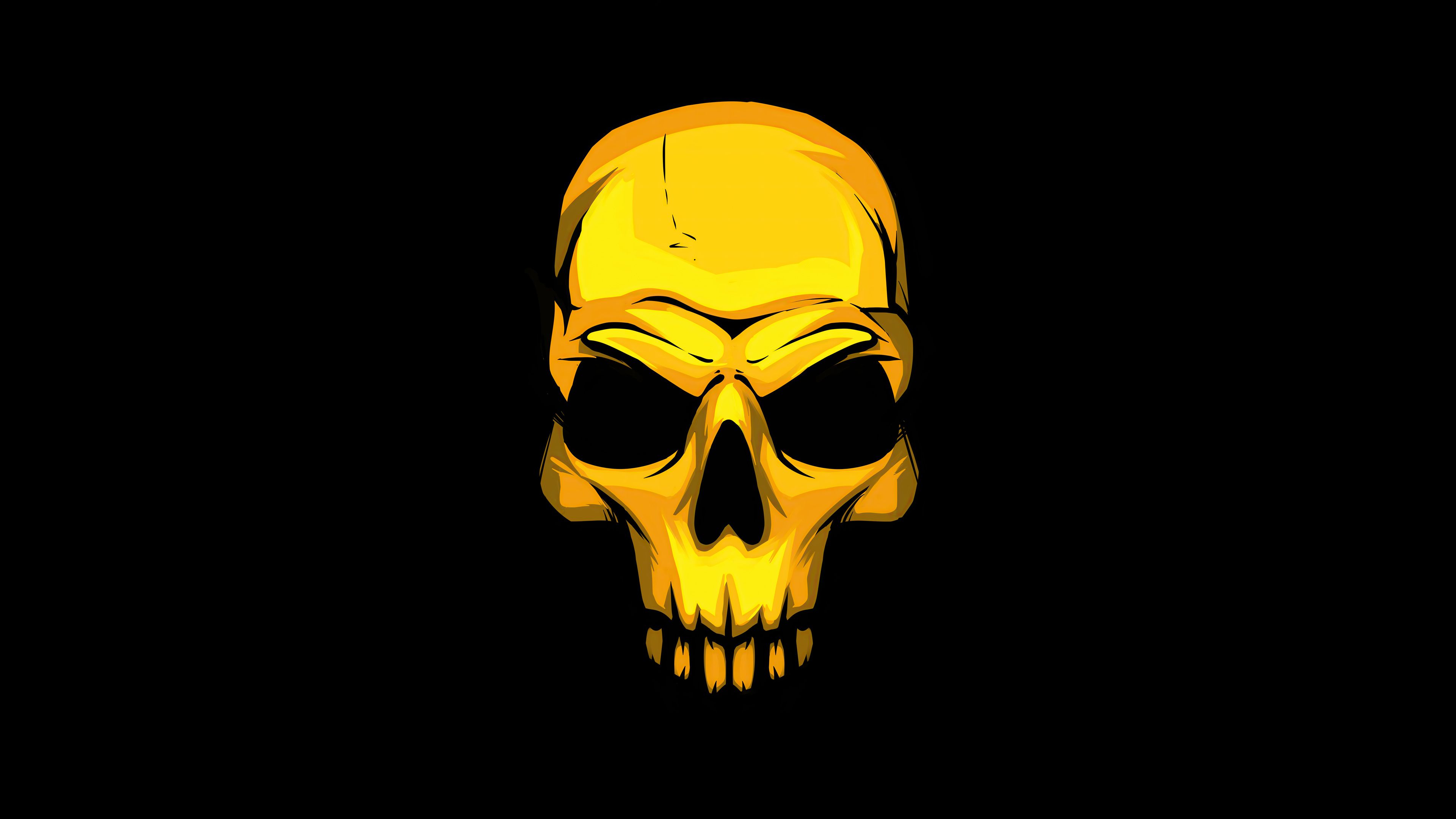 Gold Skull Dark Background 4k, HD Artist, 4k Wallpaper, Image