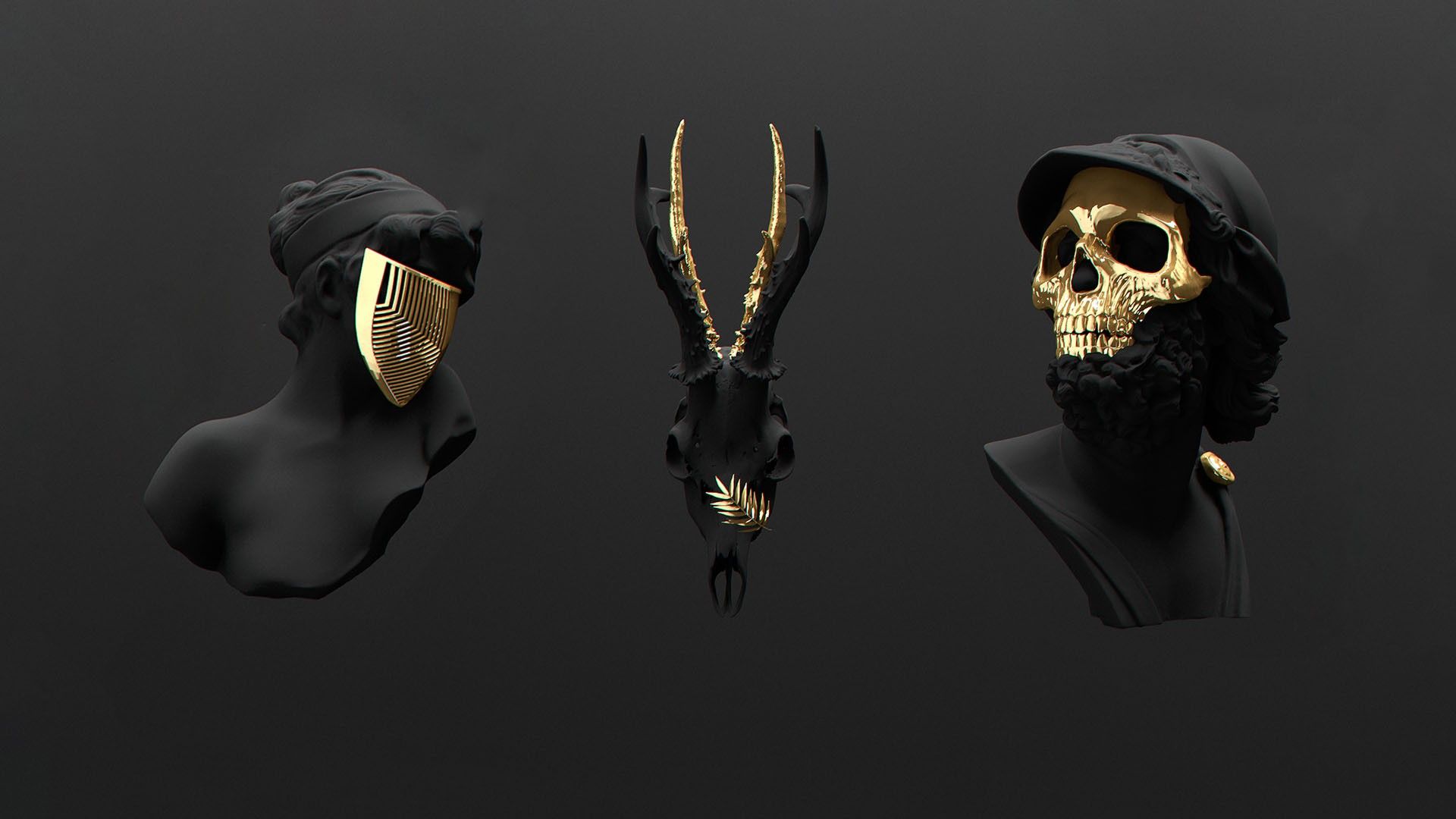 #gold, #skull, wallpaper