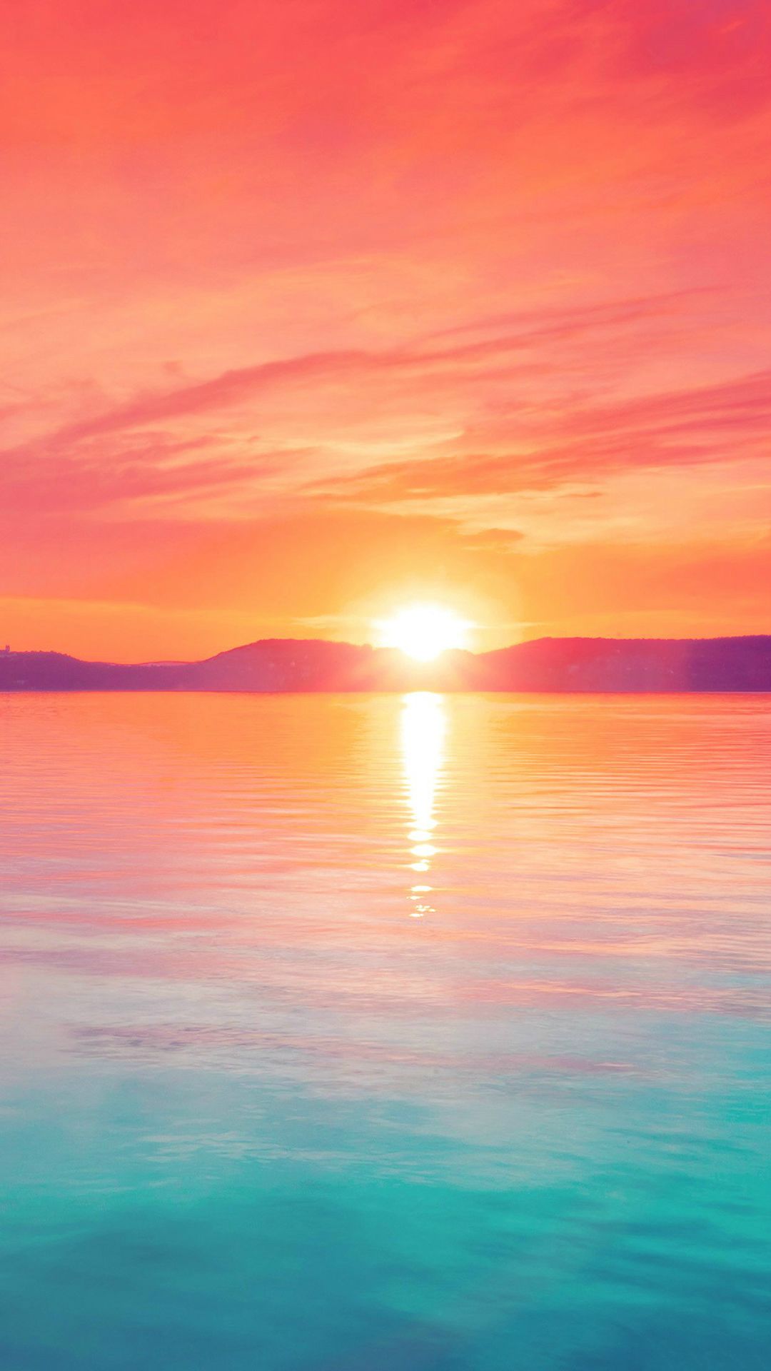 Sunset Night Lake Water Sky Red Flare iPhone 8 Wallpaper Free