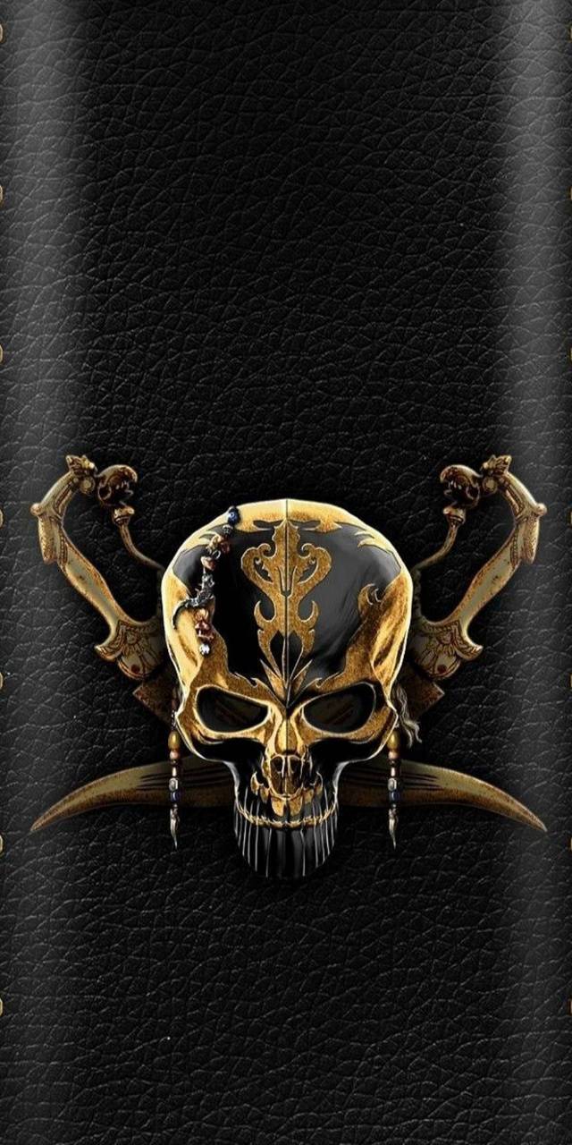 Golden pirate skull wallpaper