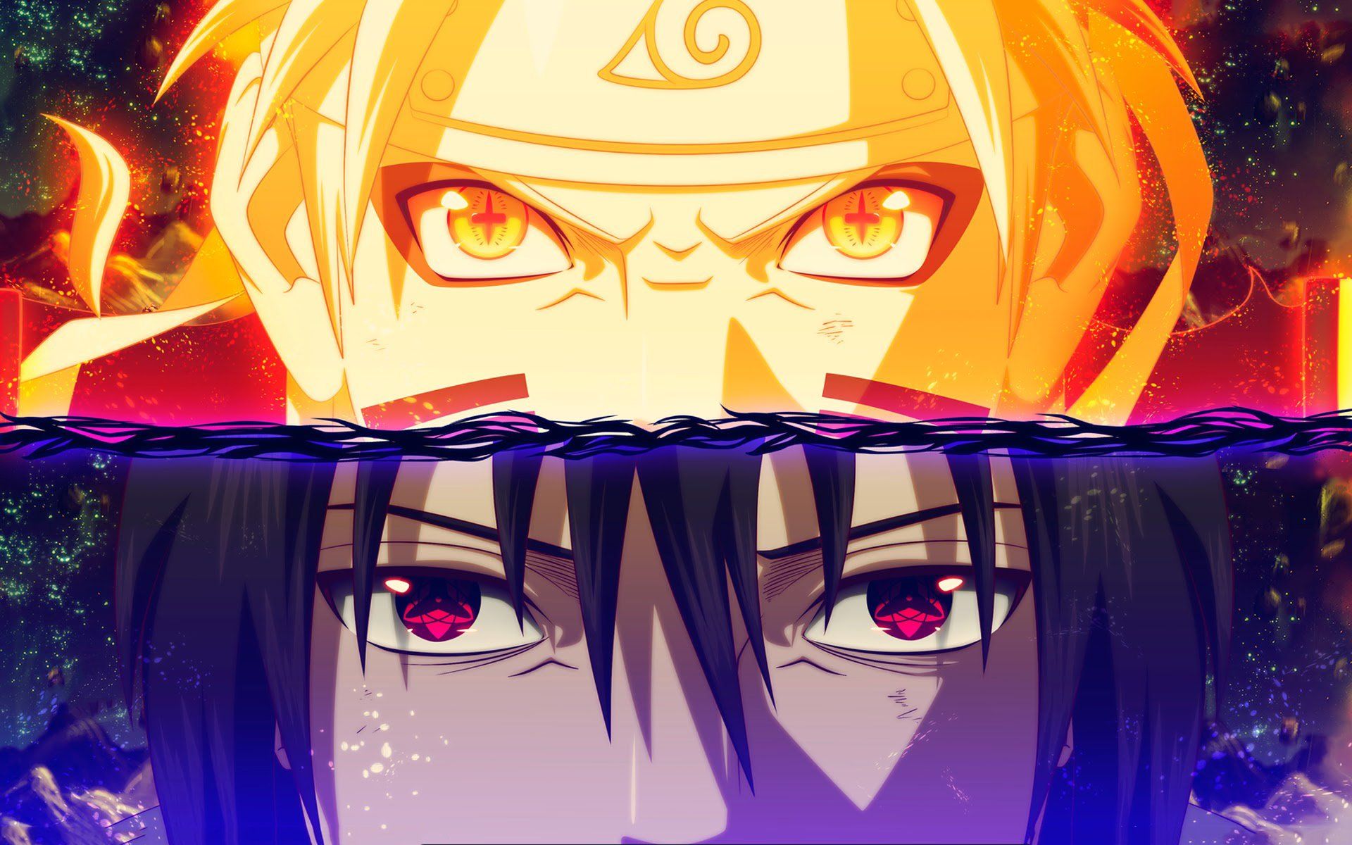 Naruto Uzumaki and Sasuke Uchiha's eyes HD Wallpaper