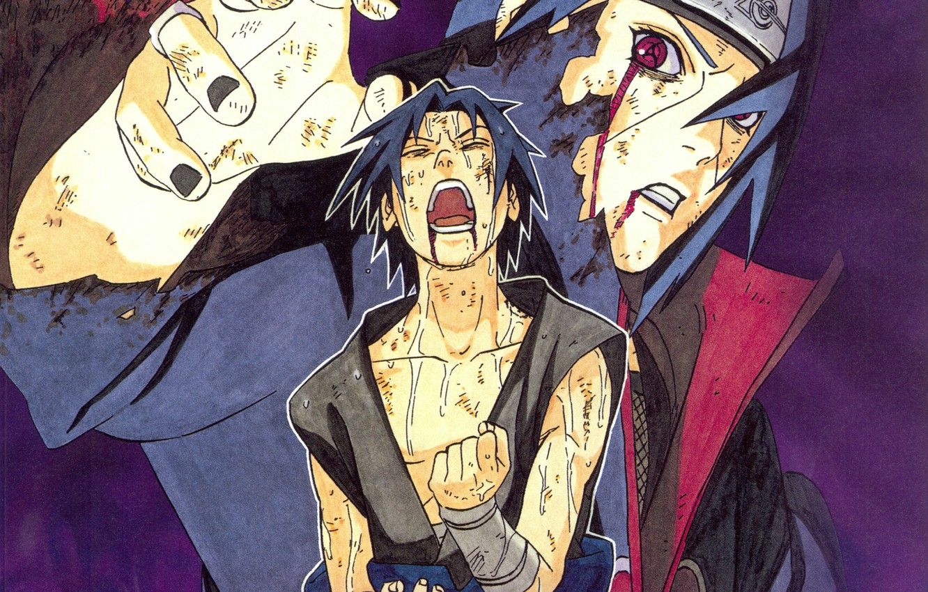 Wallpaper hatred, pain, brothers, Sasuke, Naruto, red eyes, Creek