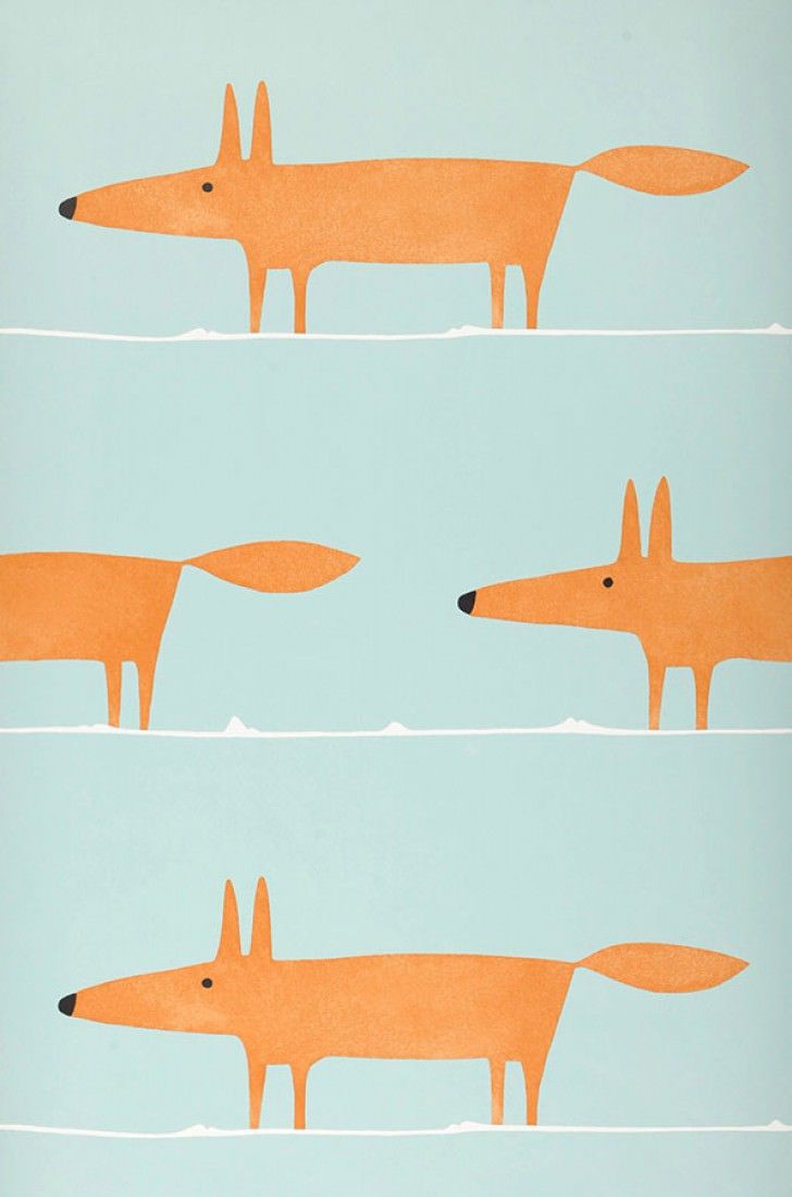 Wallpaper What does the Fox say Pale turquoise, Orange, White