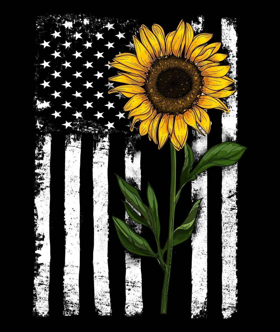 Download Sunflower and flag Wallpaper