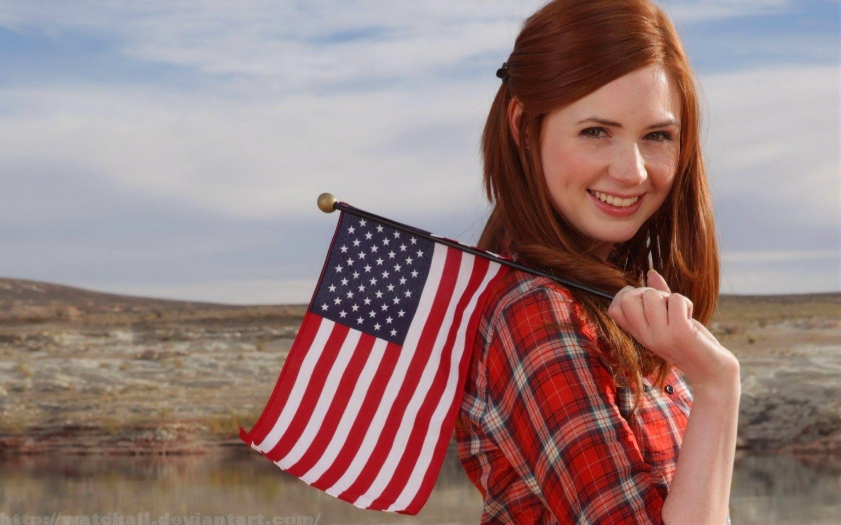 Women Karen Gillan Amy Pond Doctor Who American Flag wallpaper