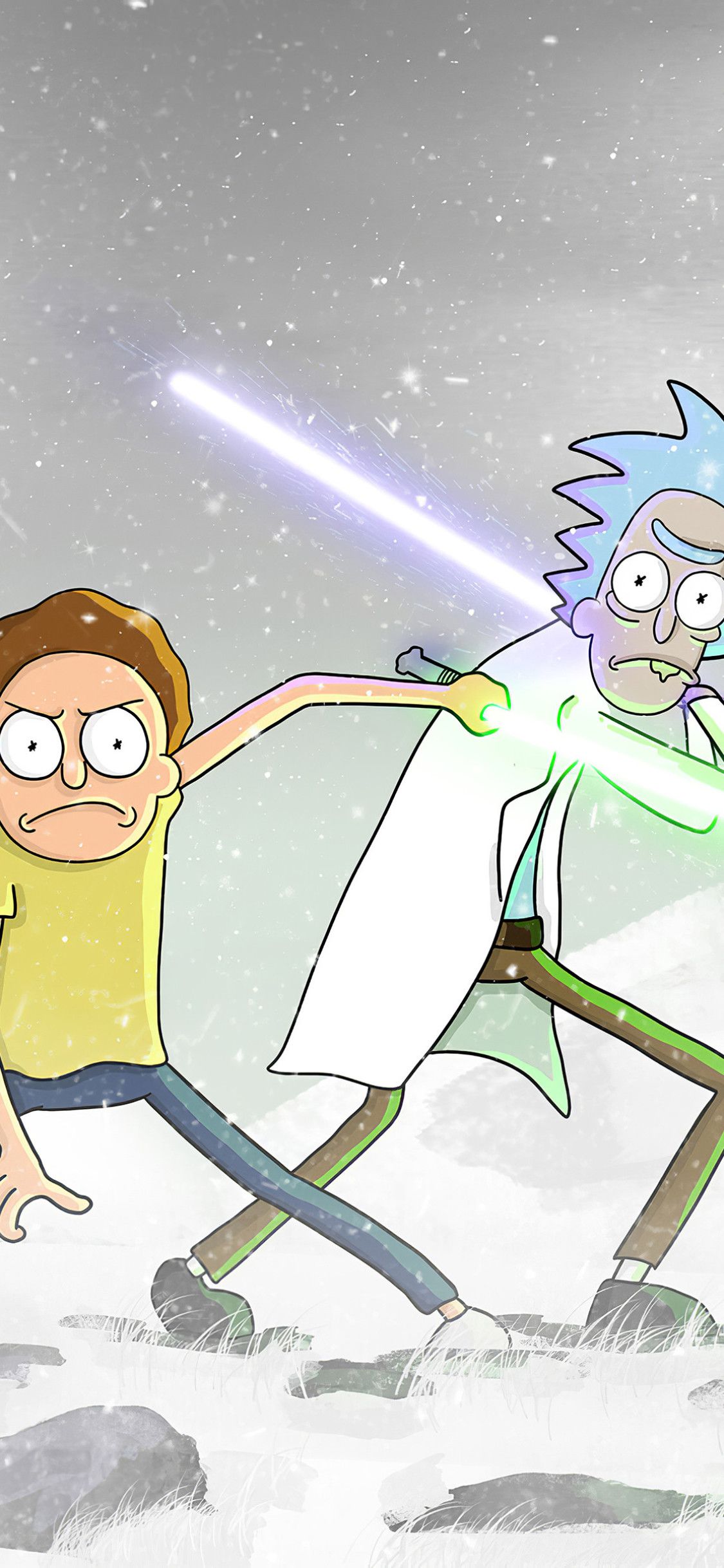 Rick and Morty Lightsaber Wallpaper iPhone Phone 4K #9420e