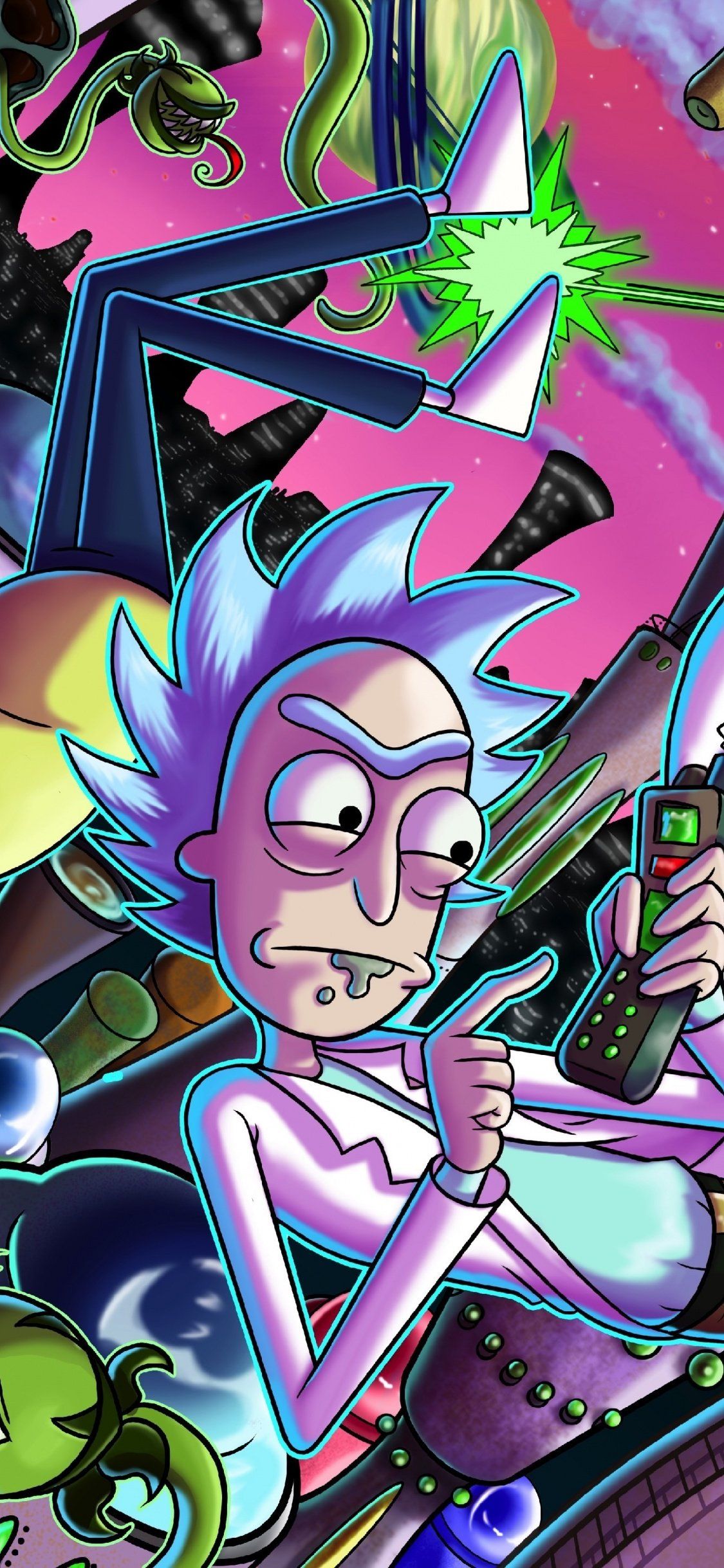 Rick and Morty Lightsaber Wallpaper iPhone Phone 4K #9420e