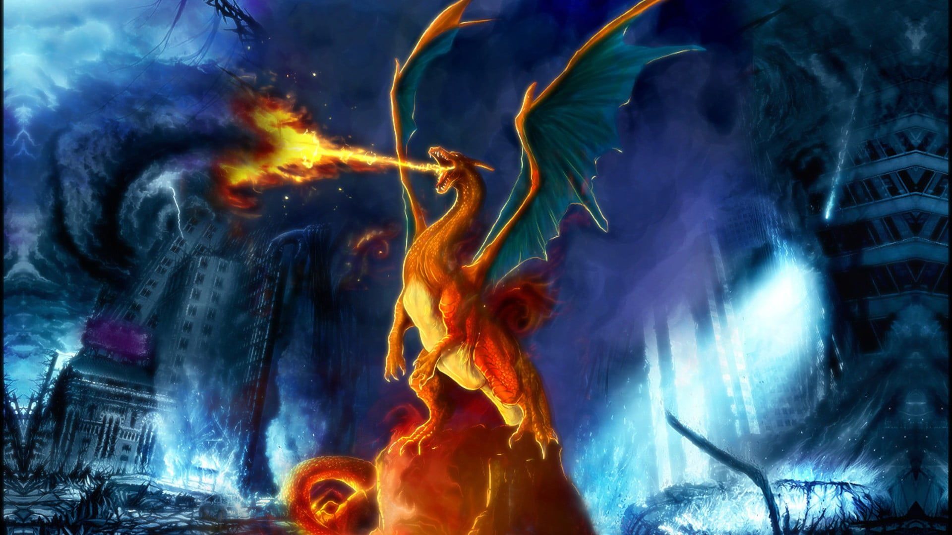 Red dragon 3D wallpaper, Pokémon, Charizard HD wallpaper