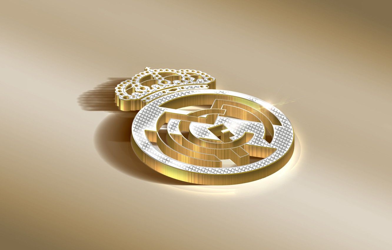 Wallpaper Logo, Golden, Football, Real Madrid, Soccer, Real