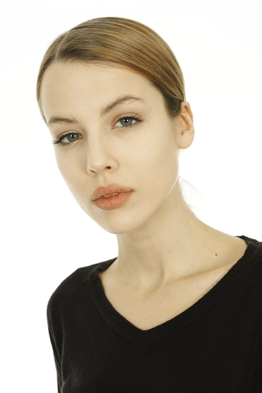 HD Wallpaper: Woman Wearing Black V Neck Top, Beautiful, Young