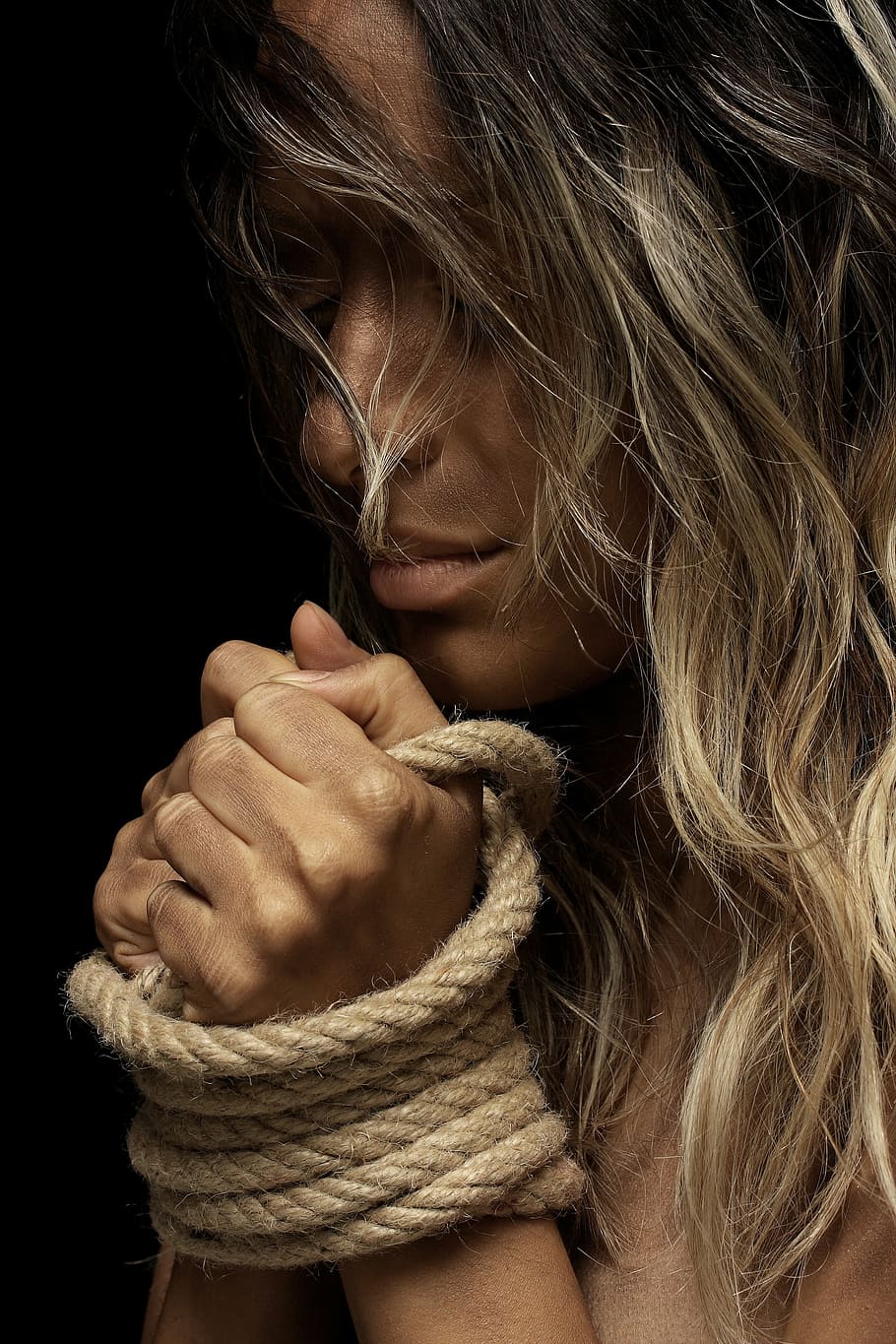 HD wallpaper: woman holding brown rope, model, exposure, hands