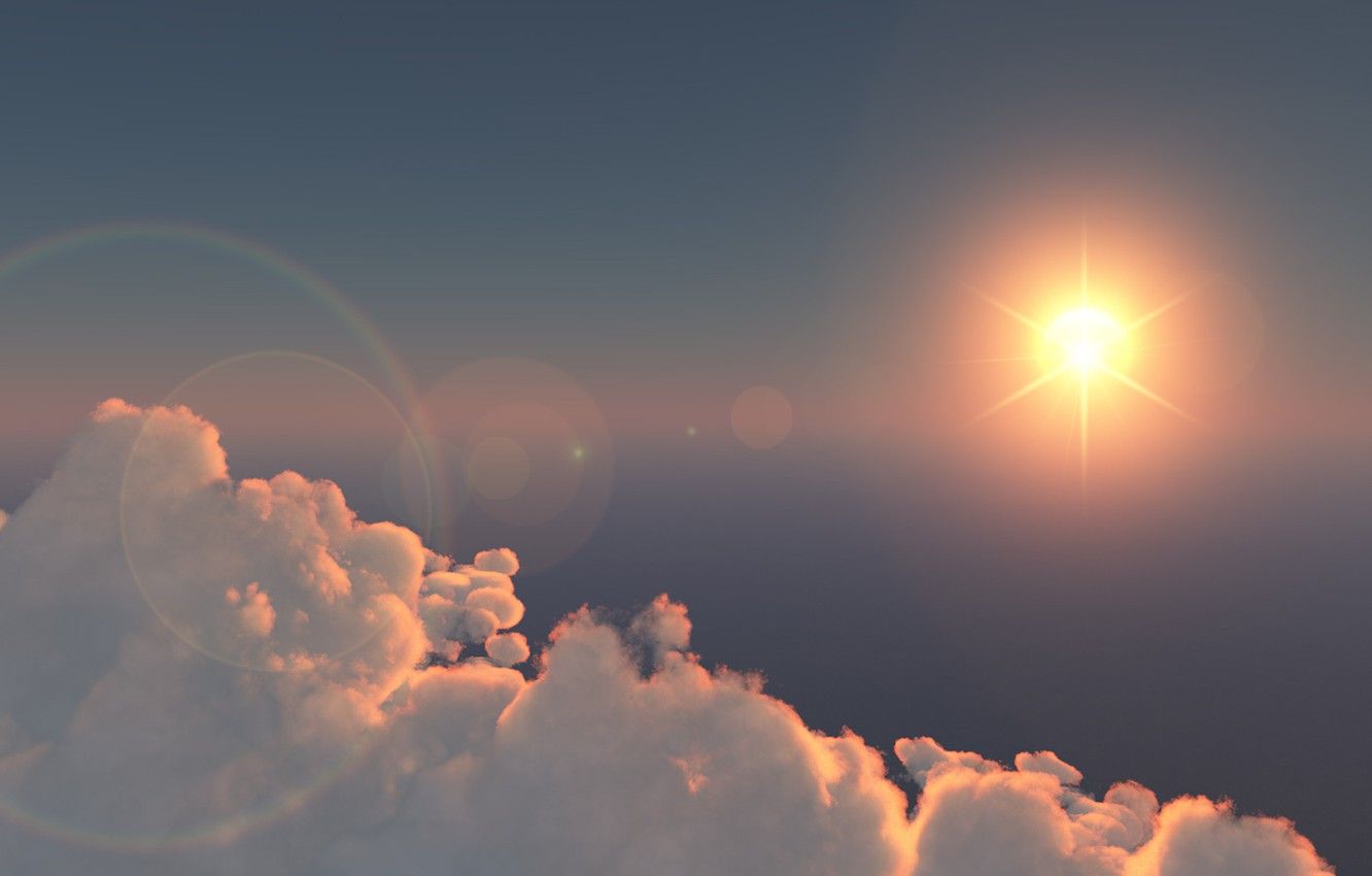 Wallpaper the sky, the sun, clouds, sunrise above a lonely cloud