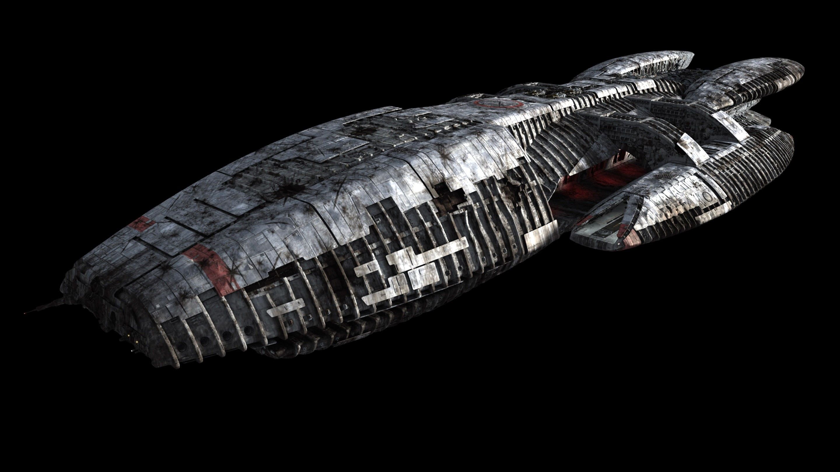 Silver and black space ship, Battlestar Galactica, space