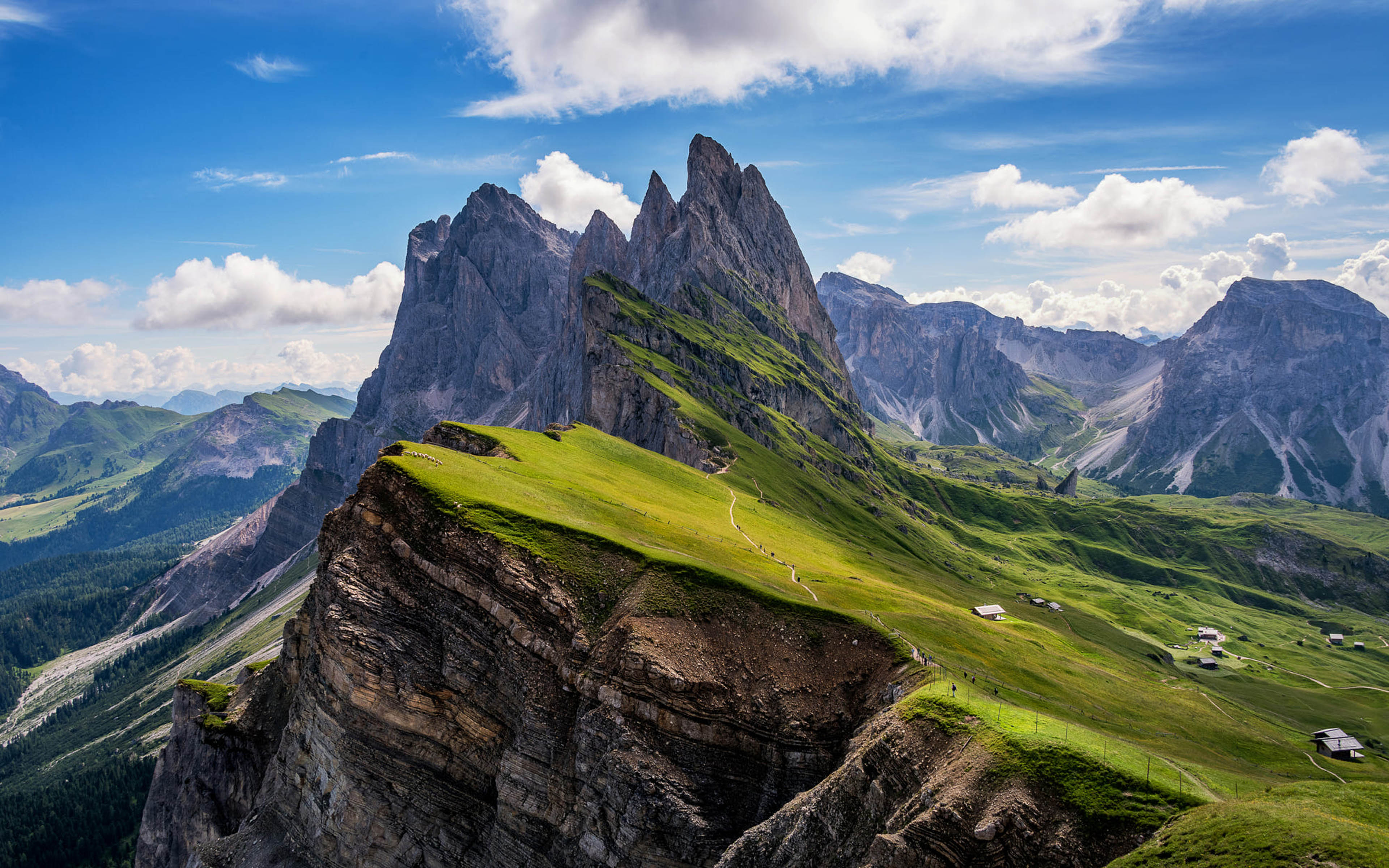 Odle Mountains In Seceda Dolomites Italy Photo Landscape 4k Ultra HD Wallpaper For Desktop Laptop, Wallpaper13.com