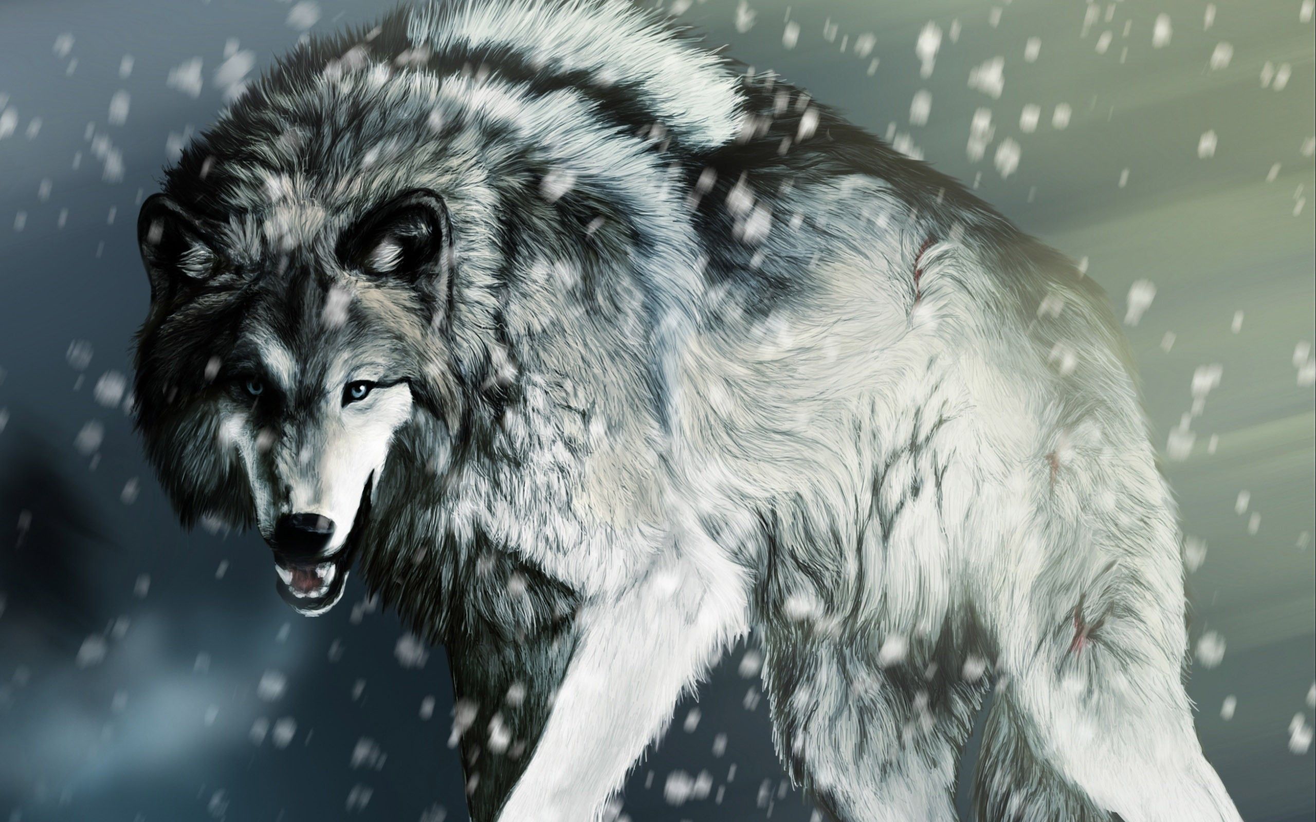 Download 2560x1600 Angry Wolf Artwork Wallpaper