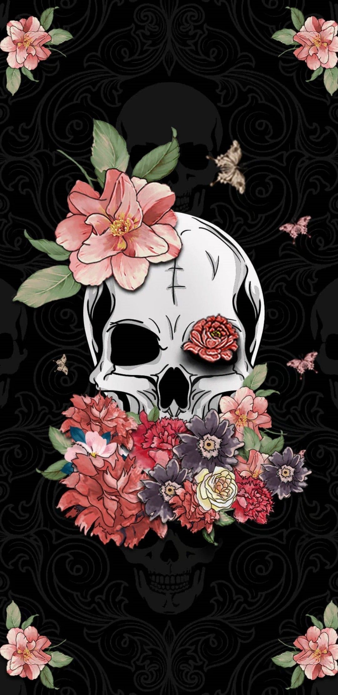 Floral Skull Wallpaper Free Floral Skull Background