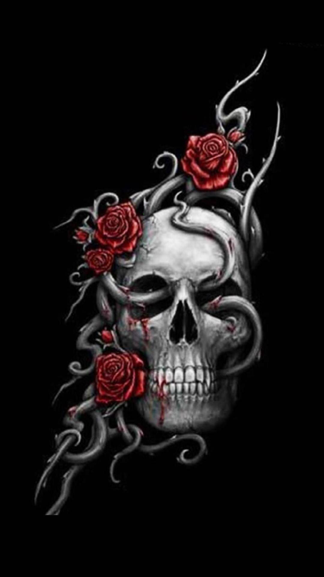 Skull rose. Skull and rose drawing, Skull art drawing, Skull wallpaper