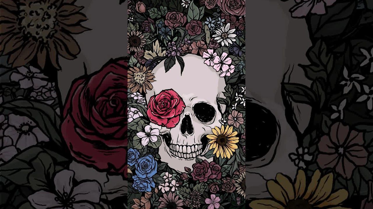 Skull Of Flower Garden & Moh And Flowers Phone Background