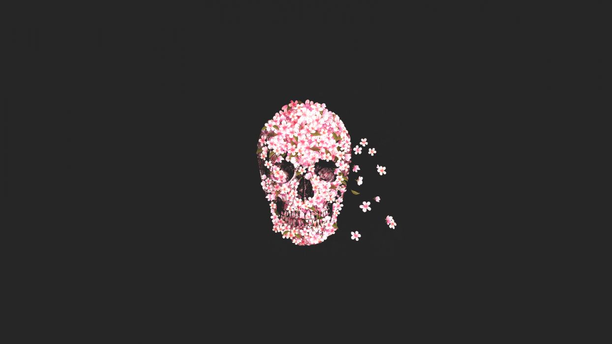 Skull Flowers Minimal skulls wallpaperx900