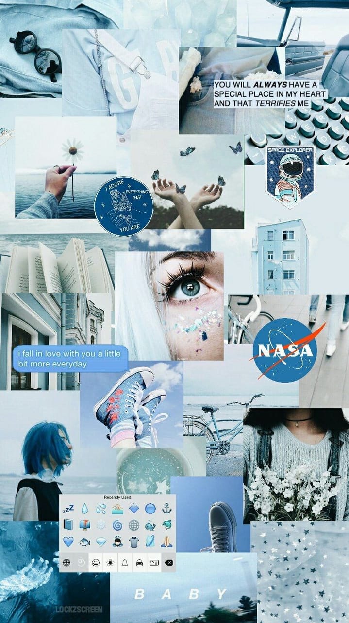 blue collage, collage, nasa and wallpaper