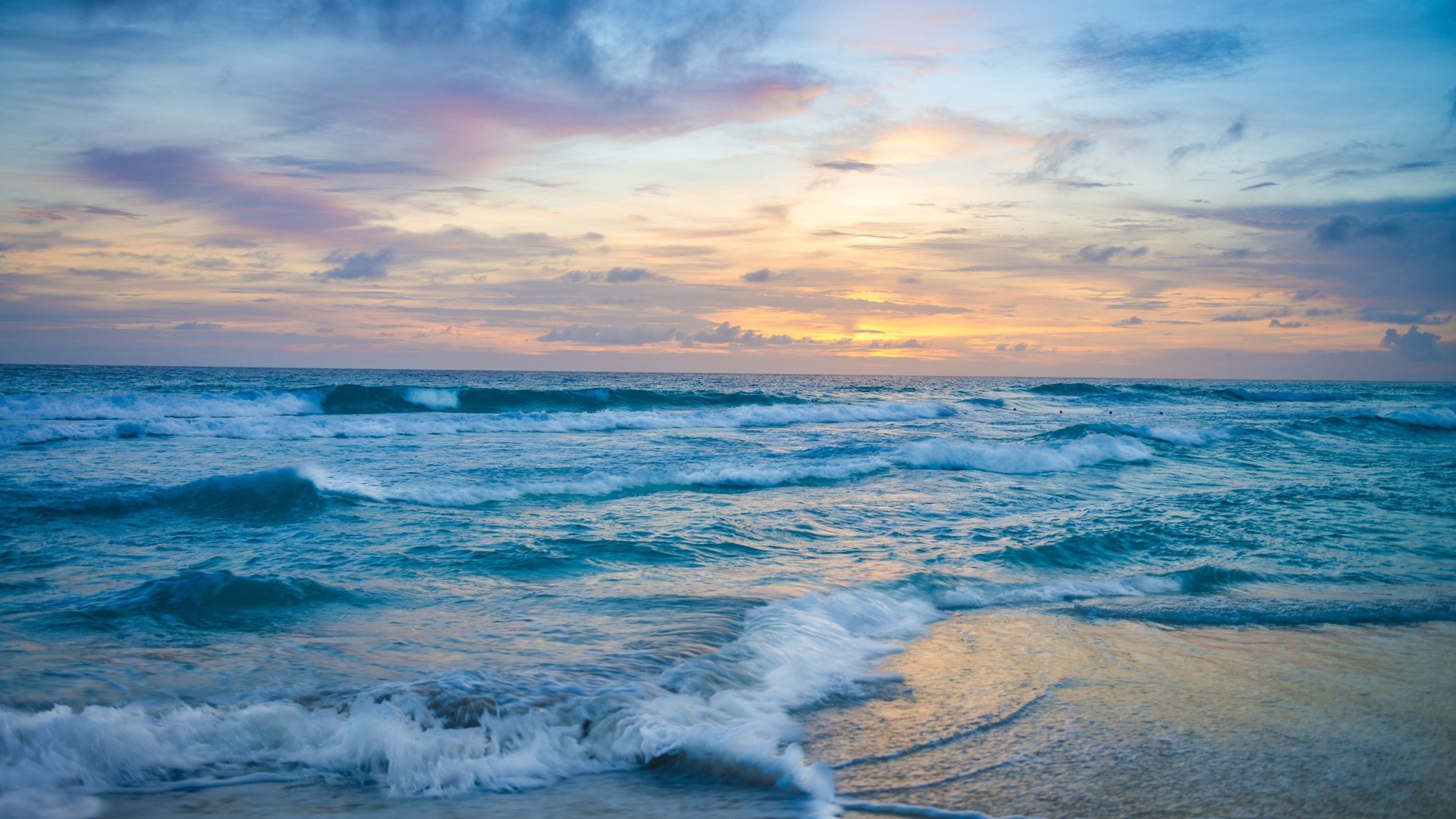 Ocean Waves at Sunset, HD Nature, 4k Wallpaper, Image
