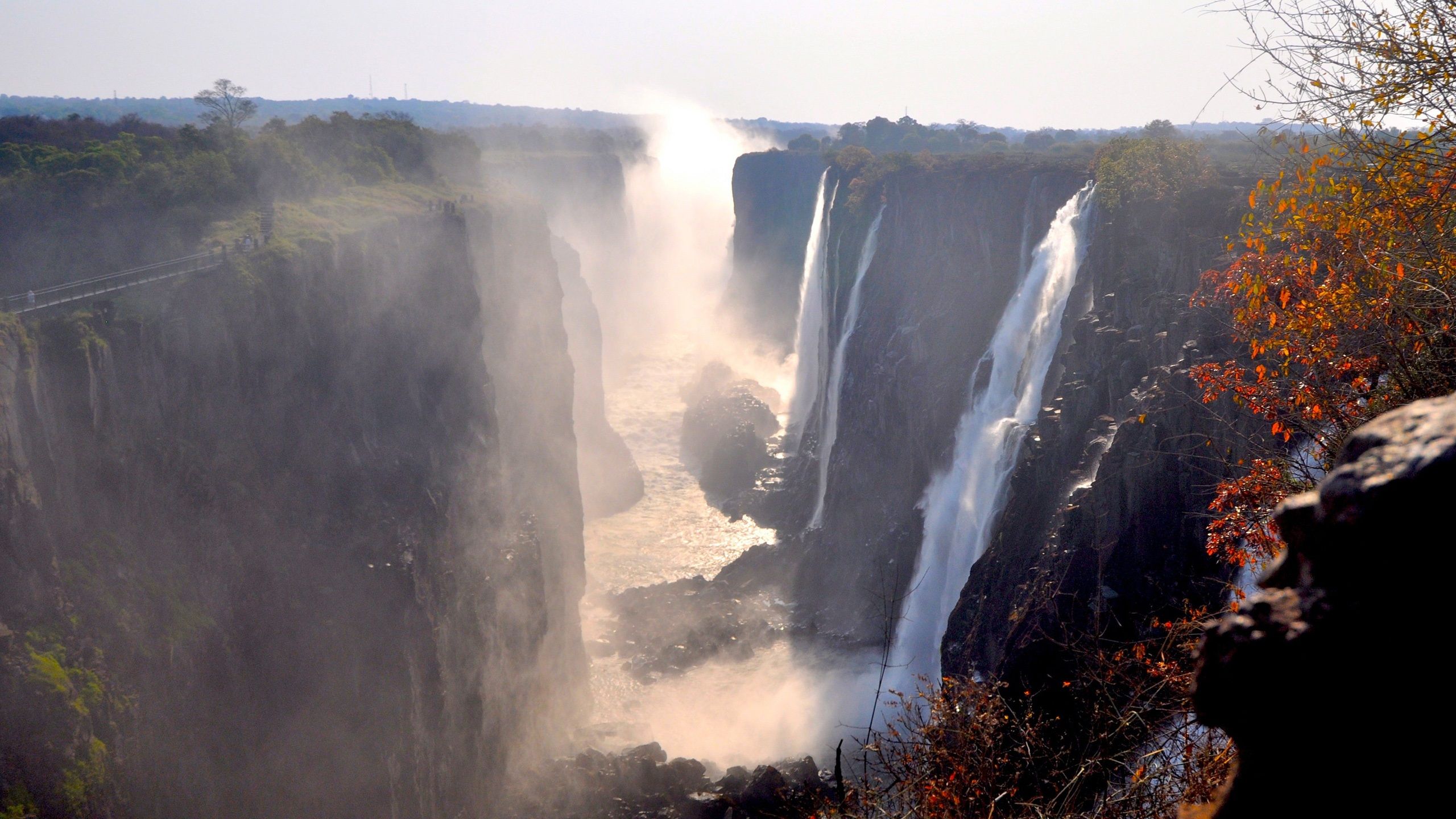 Wallpaper Victoria Falls, Zambia, great waterfalls, fog, autumn