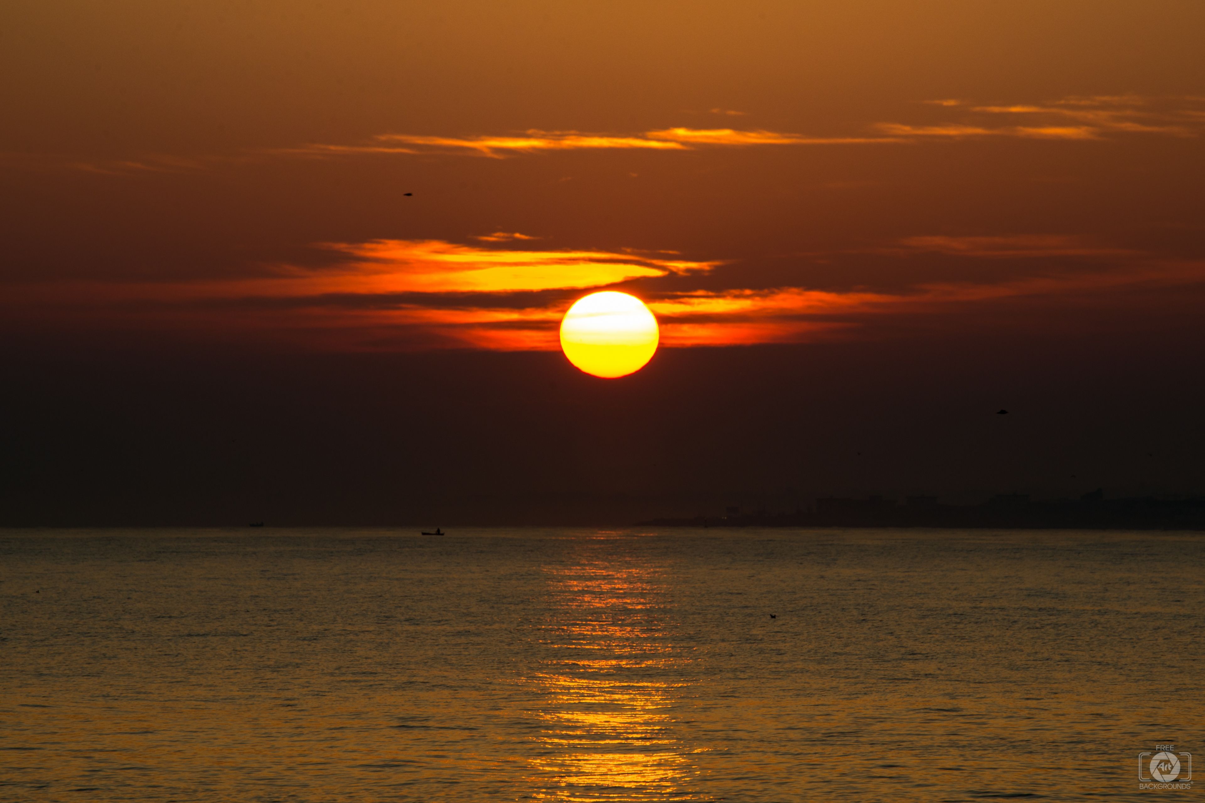 Beautiful Orange Sea Sunrise Background Quality Free