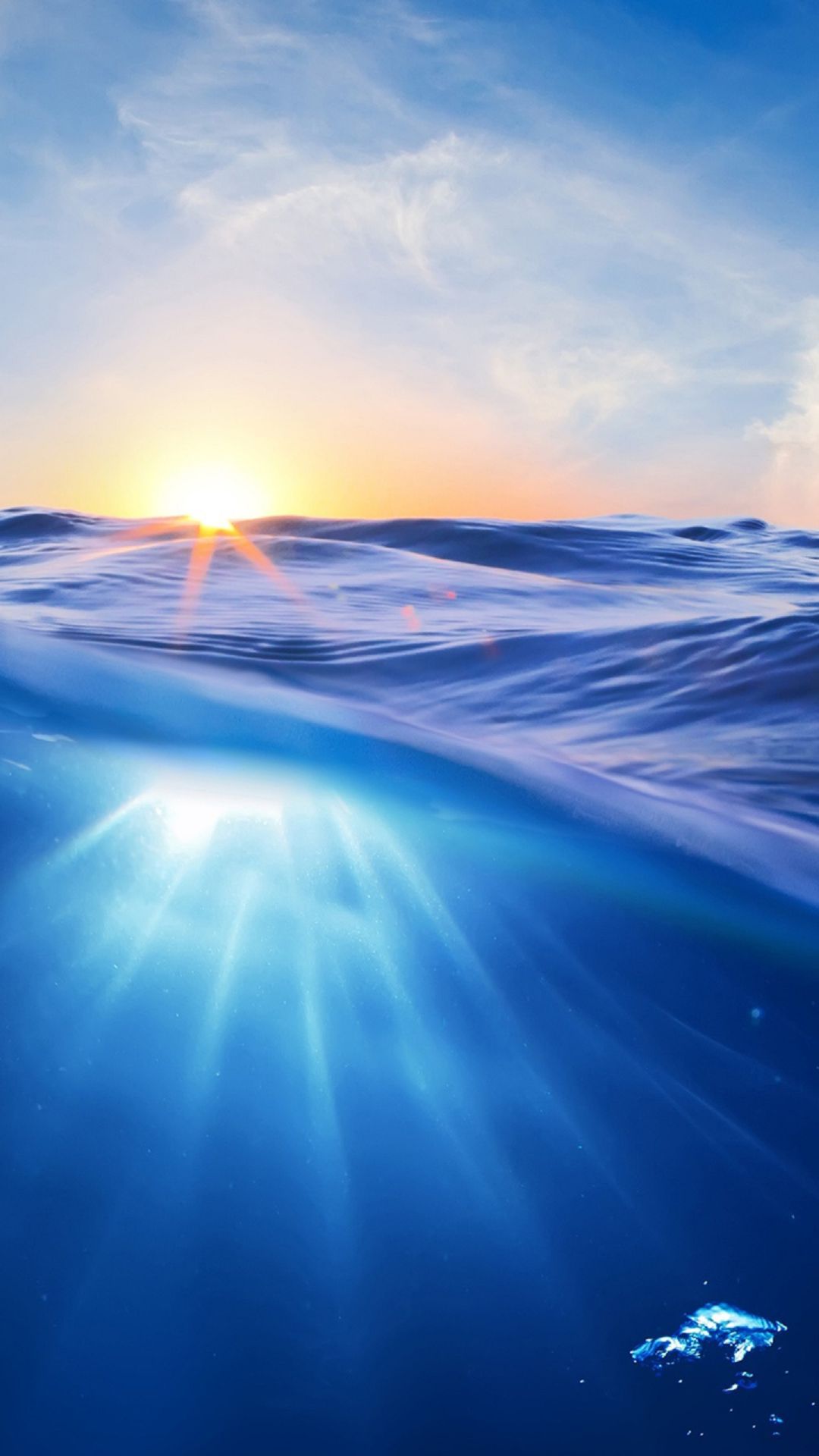 HD Sea Waves Sunrise Android Wallpaper free download