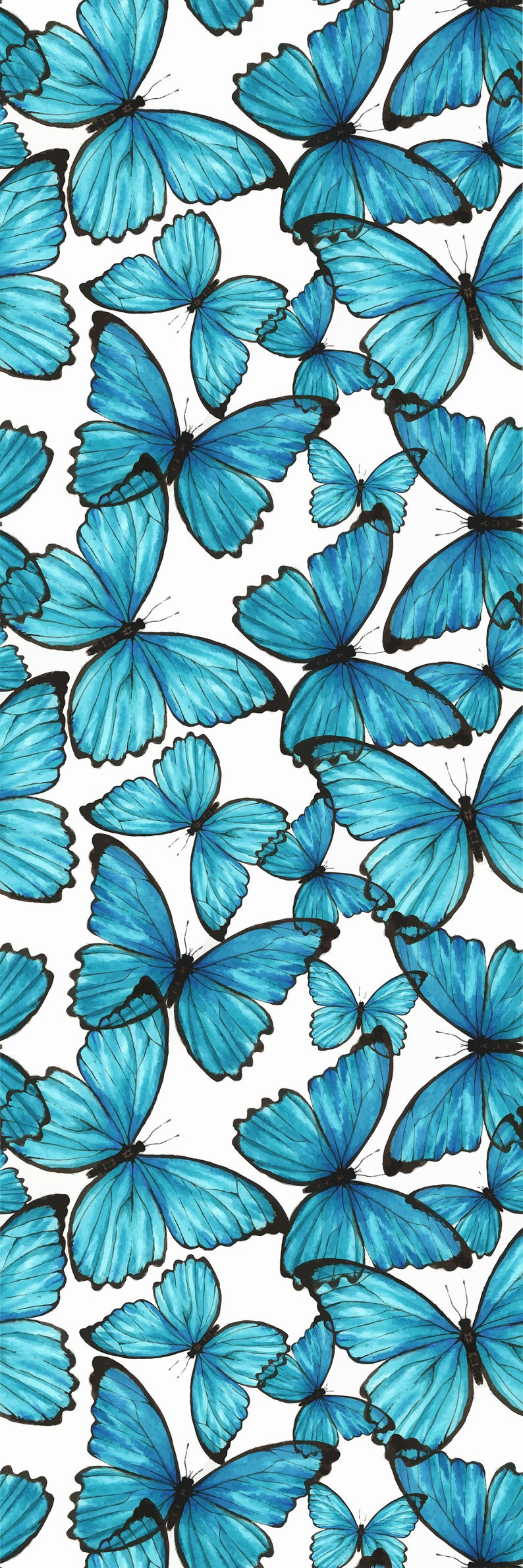Removable Wallpaper Self Adhesive Blue Butterflies Nursery