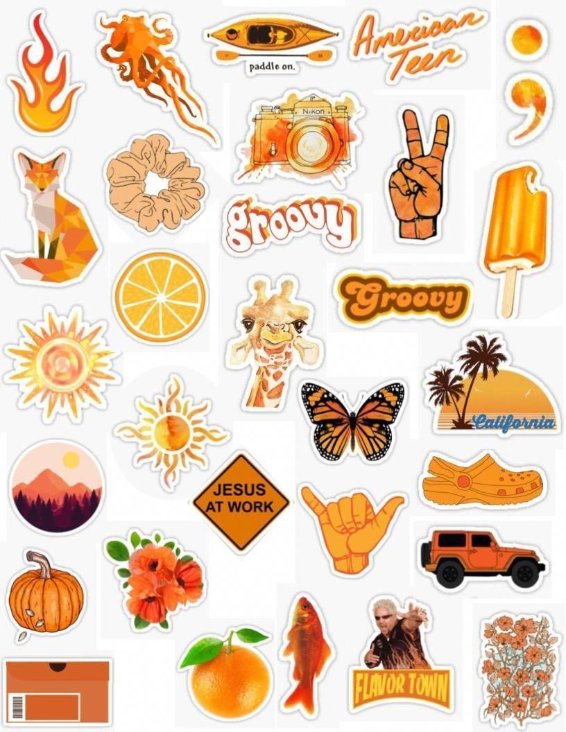 Orange Sticker Pack bright orange dark orange sticker light orange