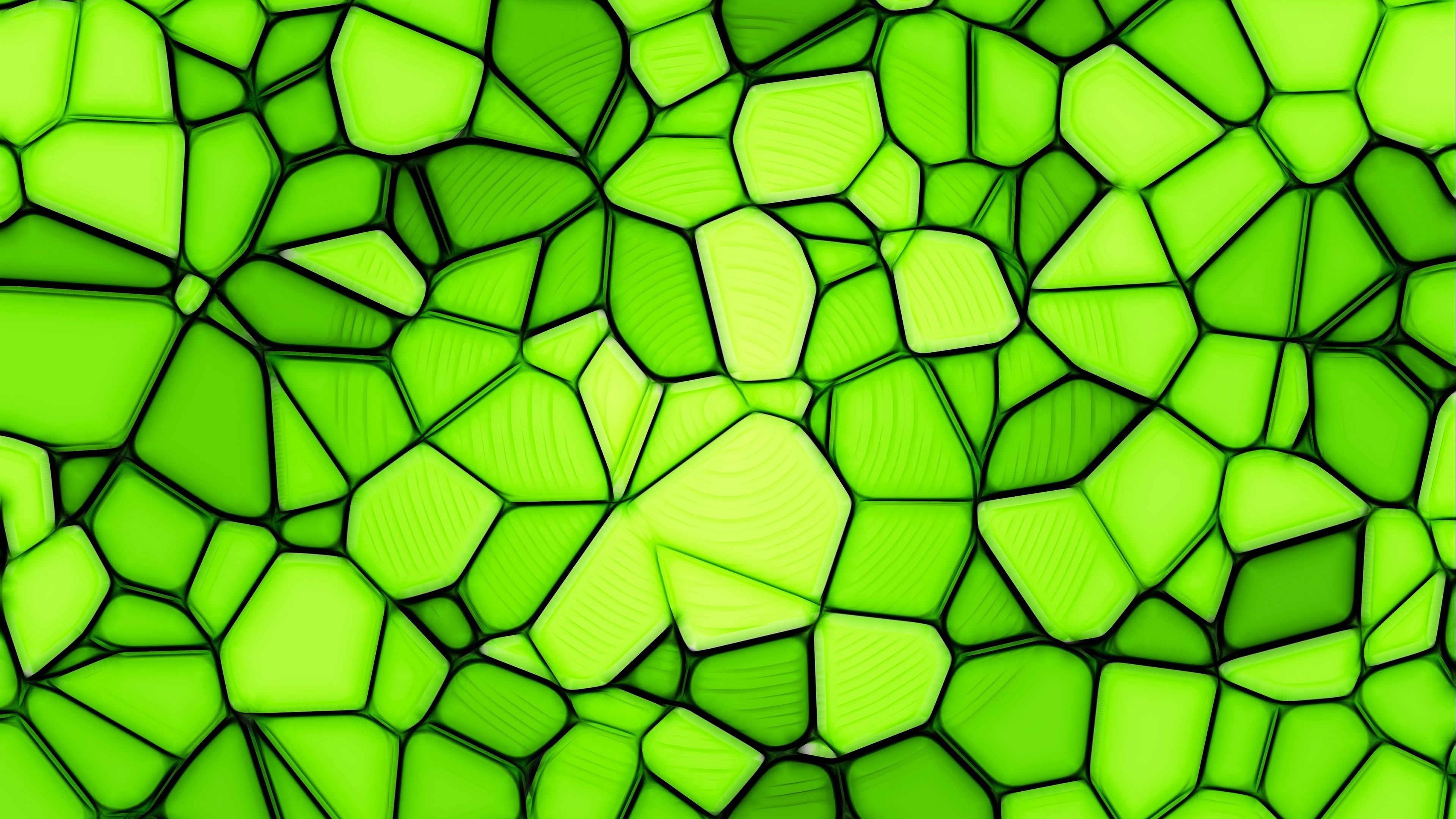Download wallpapers 3840x2160 squares, triangles, green, light