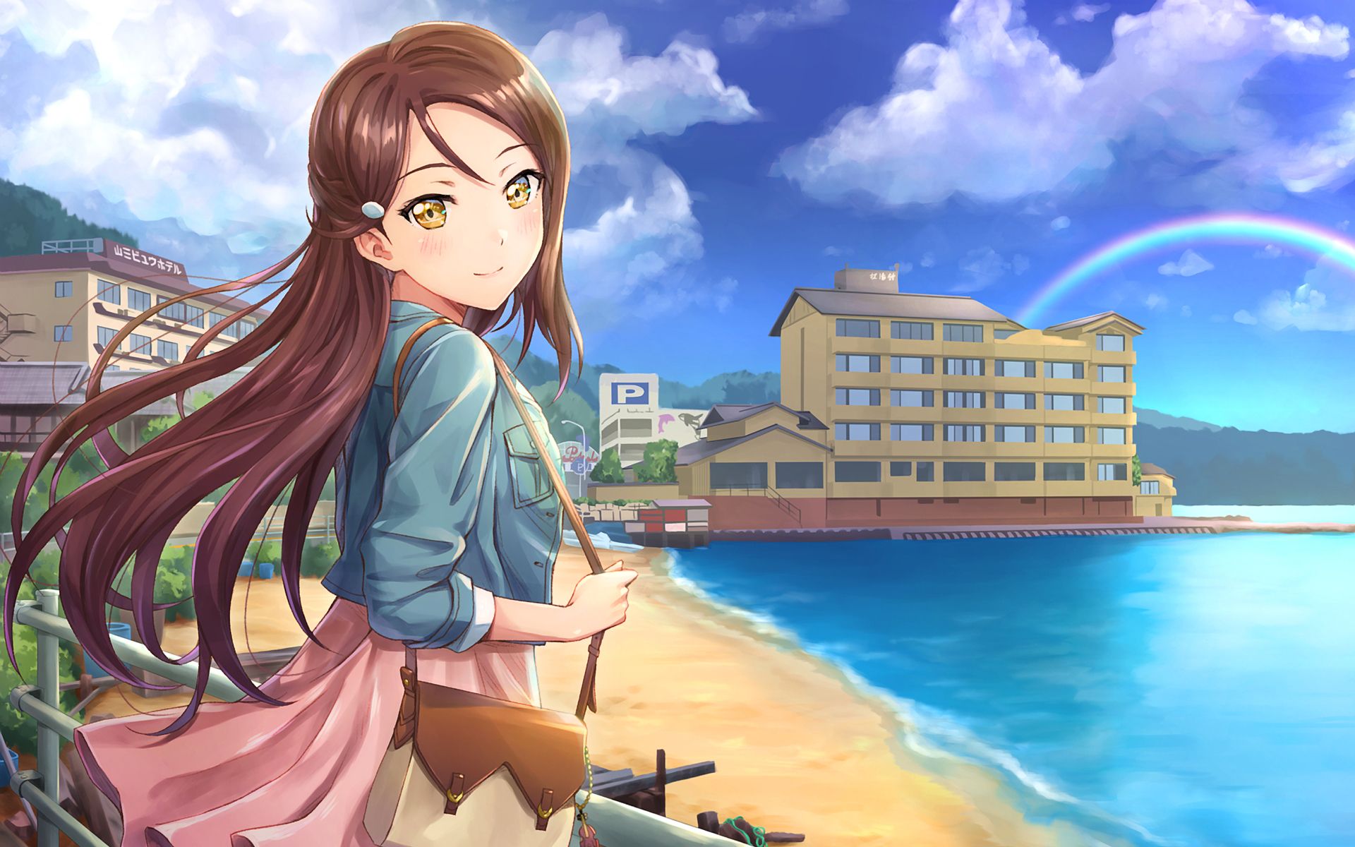 Download wallpaper Sakurauchi Riko, coast, manga, Love Live
