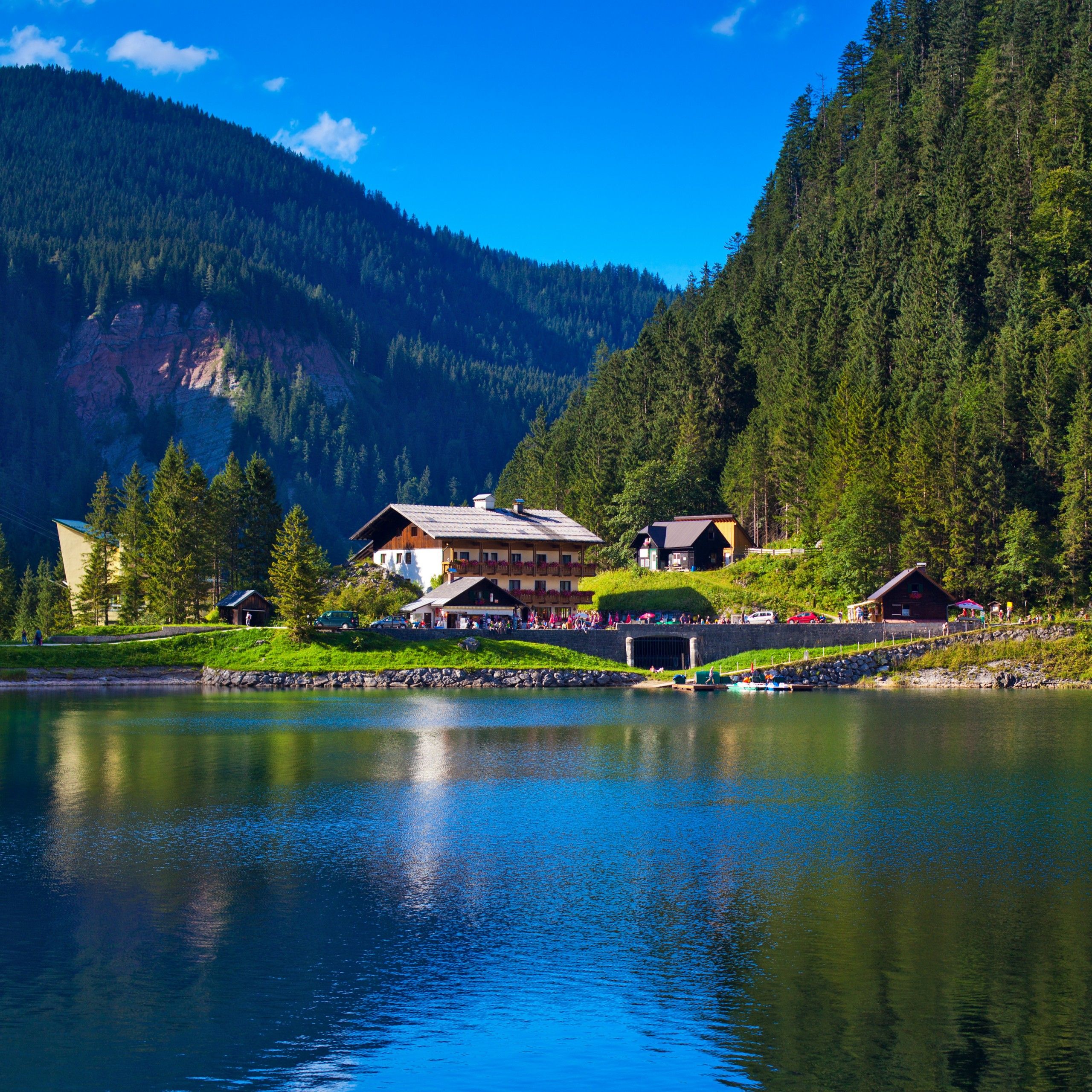 Wallpaper Alps mountains, Lake house, Austria, HD, 4K, World