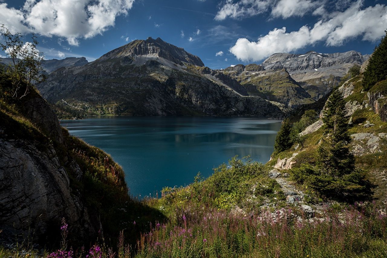Desktop Wallpaper Alps Switzerland Nature mountain Lake