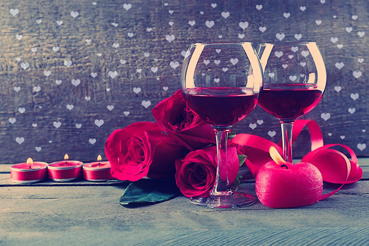 Desktop Wallpaper rose Wine Wine color Flowers Candles Stemware